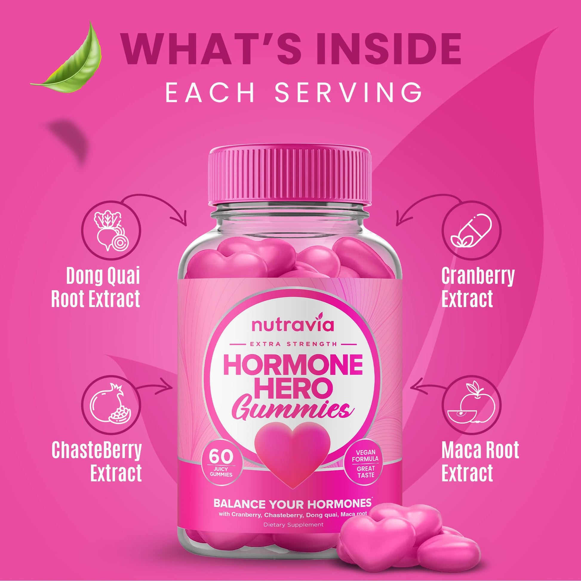 Hormone Balance For Women Gummies + PMS Relief Supplement - Supports Mood Swings, Clear Skin, Reduced Cramps and Bloating - Hormonal PMS Gummies PCOS Vitamin with Cranberry, Dong Quai (60 Gummies) Nutravia buy supplements canada