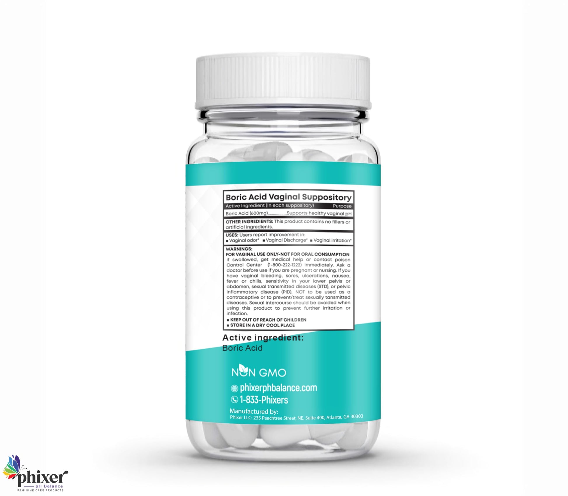 Phixer pH Balance - Vaginal Boric Acid Suppositories for Women - 20 Suppositories 600MG Each for Chronic Yeast Infections and Vaginal Odor - Vaginal Use Only - Made in USA Phixer pH Balance buy supplements canada