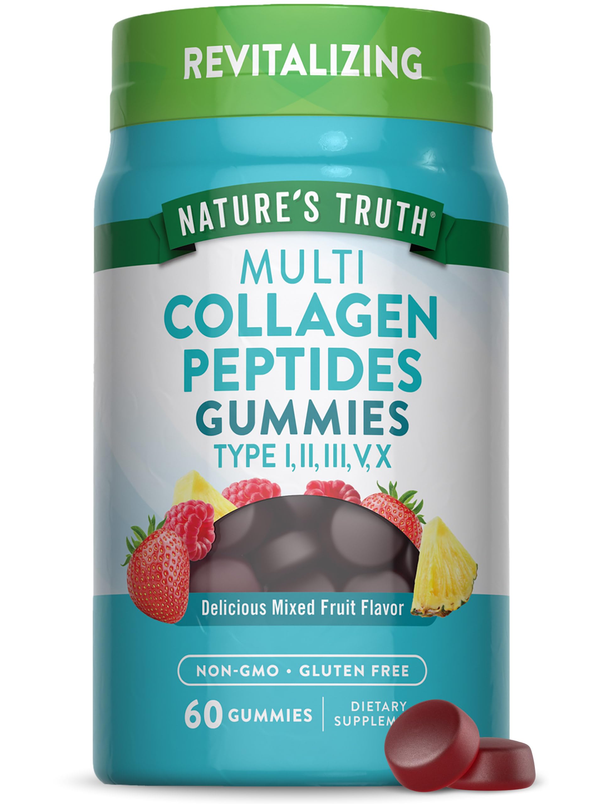 Nature's Truth Multi Collagen Gummies | Type I, II, III, V, X | 60 Count | Non-GMO & Gluten Free Complex Supplement | Mixed Fruit Flavor Nature's Truth buy supplements canada