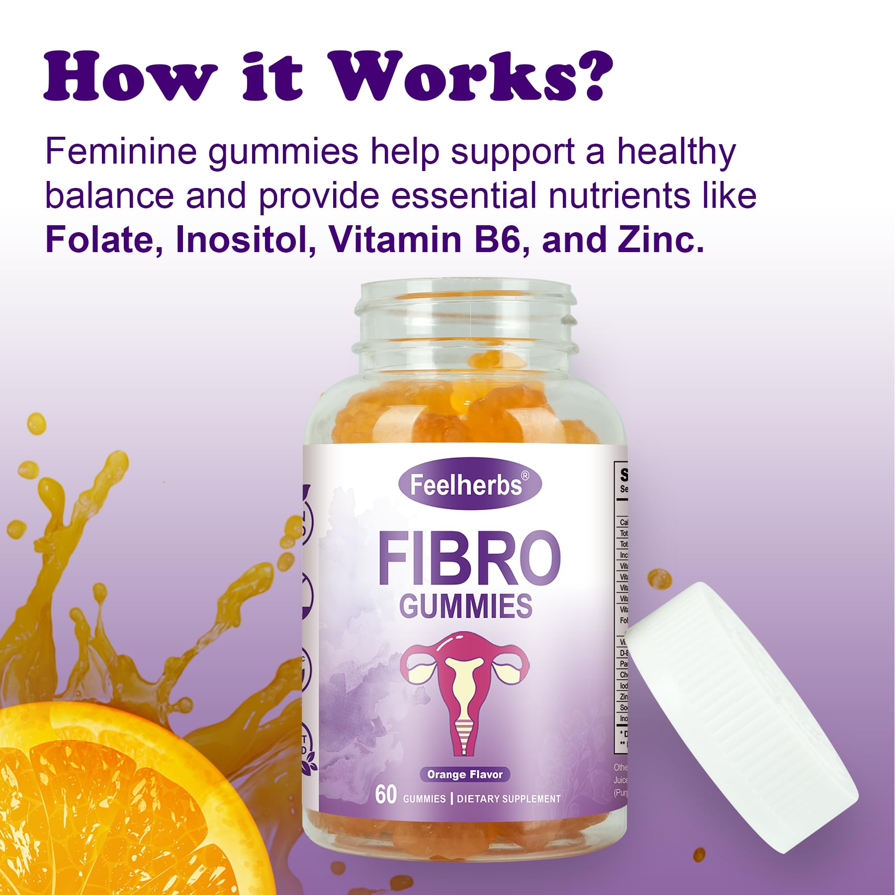 Feelherbs Fibro Gummies for Women, Pack of 2, Multivitamin Inositol Gummies with Inositol, Biotin, Vitamins A, C, D3, E, B6, B12, 60 Gummies Per Bottle Feelherbs buy supplements canada