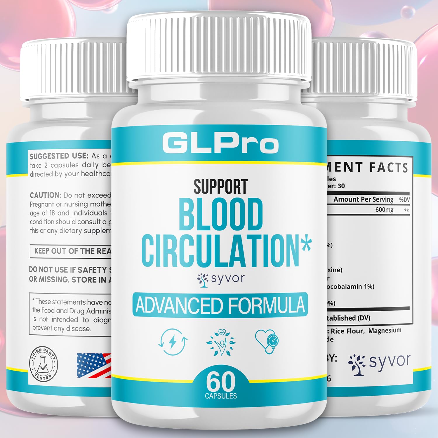 GLPro Blood Capsules, Official GLPro Blood Health Support Pills with All Natural Ingredients, Advanced Formula Supplement with Maximum Strength Premium Vitamins for Women and Men (60 Capsules) Syvor buy supplements canada