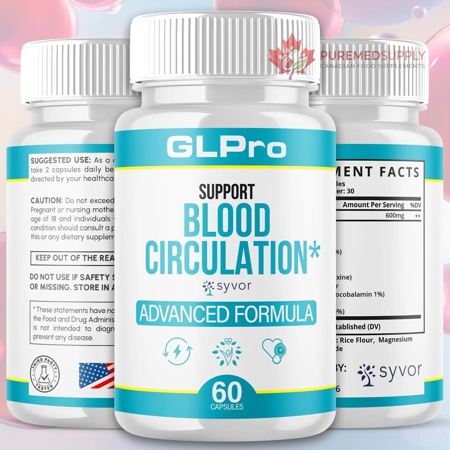 GLPro Blood Capsules, Official GLPro Blood Health Support Pills with All Natural Ingredients, Advanced Formula Supplement with Maximum Strength Premium Vitamins for Women and Men (60 Capsules) Syvor buy supplements canada