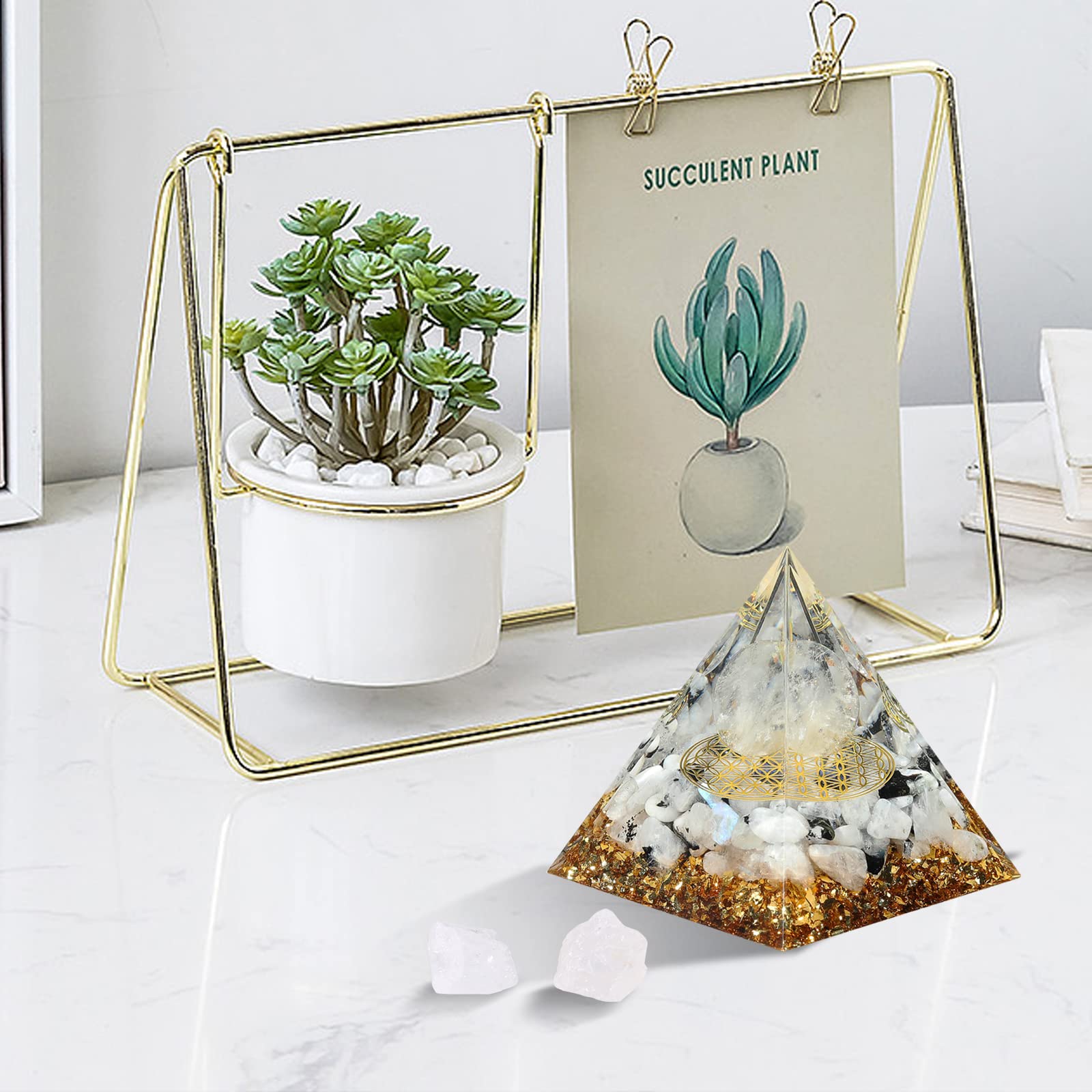 Hopeseed Orgone Pyramid for Positive Energy, Orgonite Rainbow Moonstone&White Crystal Hopeseed buy supplements canada