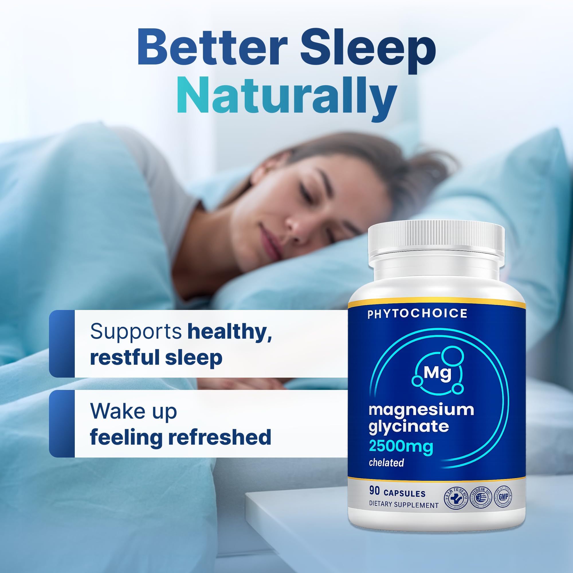 Magnesium for Sleep & Recovery – High Potency 2500mg Magnesium Glycinate for Men & Women, Chelated for High Absorption, Supports Deep Rest, Nerve & Muscle Recovery, Made in USA, 1 Month Supply PHYTOCHOICE buy supplements canada
