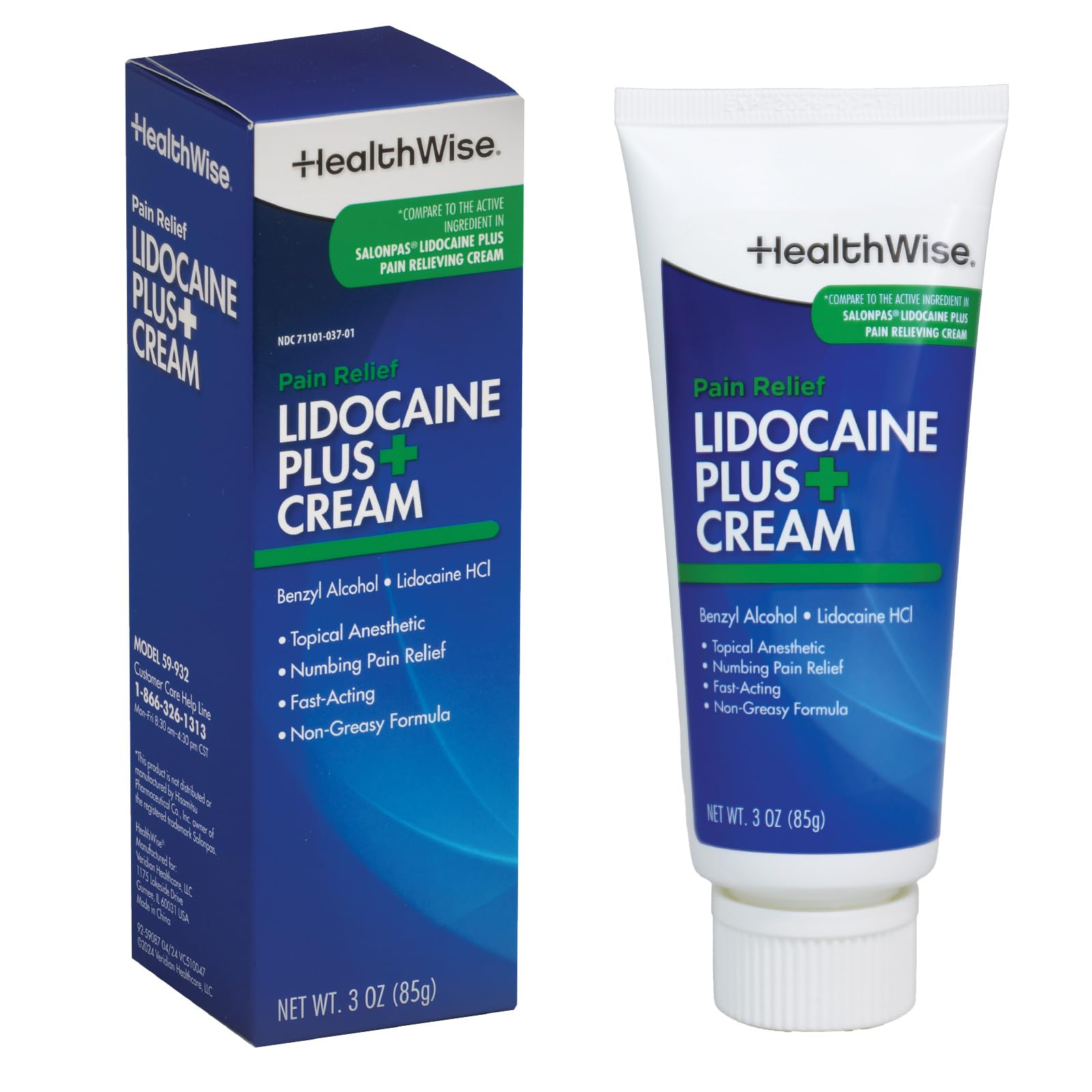 HealthWise Lidocaine Plus+ Cream | Numbs Away Pain | | Non-Greasy | 3.0 Oz | 4% OTC Lidocaine + 10% Benzyl Alcohol | Topical Anesthetic HealthWise buy supplements canada