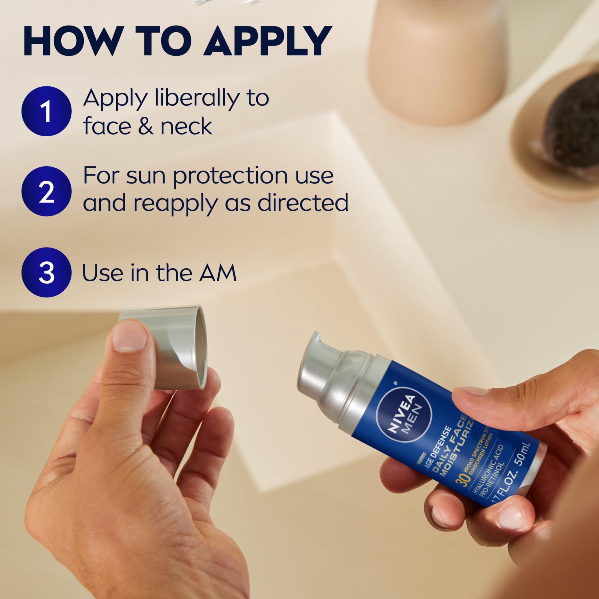 NIVEA MEN Age Defense Daily Face Moisturizer with Broad Spectrum SPF 30 Sunscreen, Pro-Retinol and Hyaluronic Acid, Beard-Friendly NIVEA MEN buy supplements canada