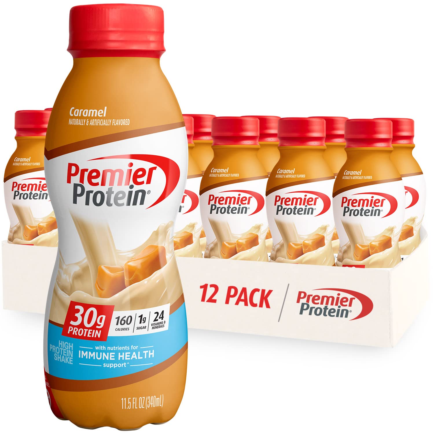 Premier Liquid Protein Shake, Caramel, 30g Protein, 1g Sugar, 24 Vitamins & Minerals Premier Protein buy supplements canada