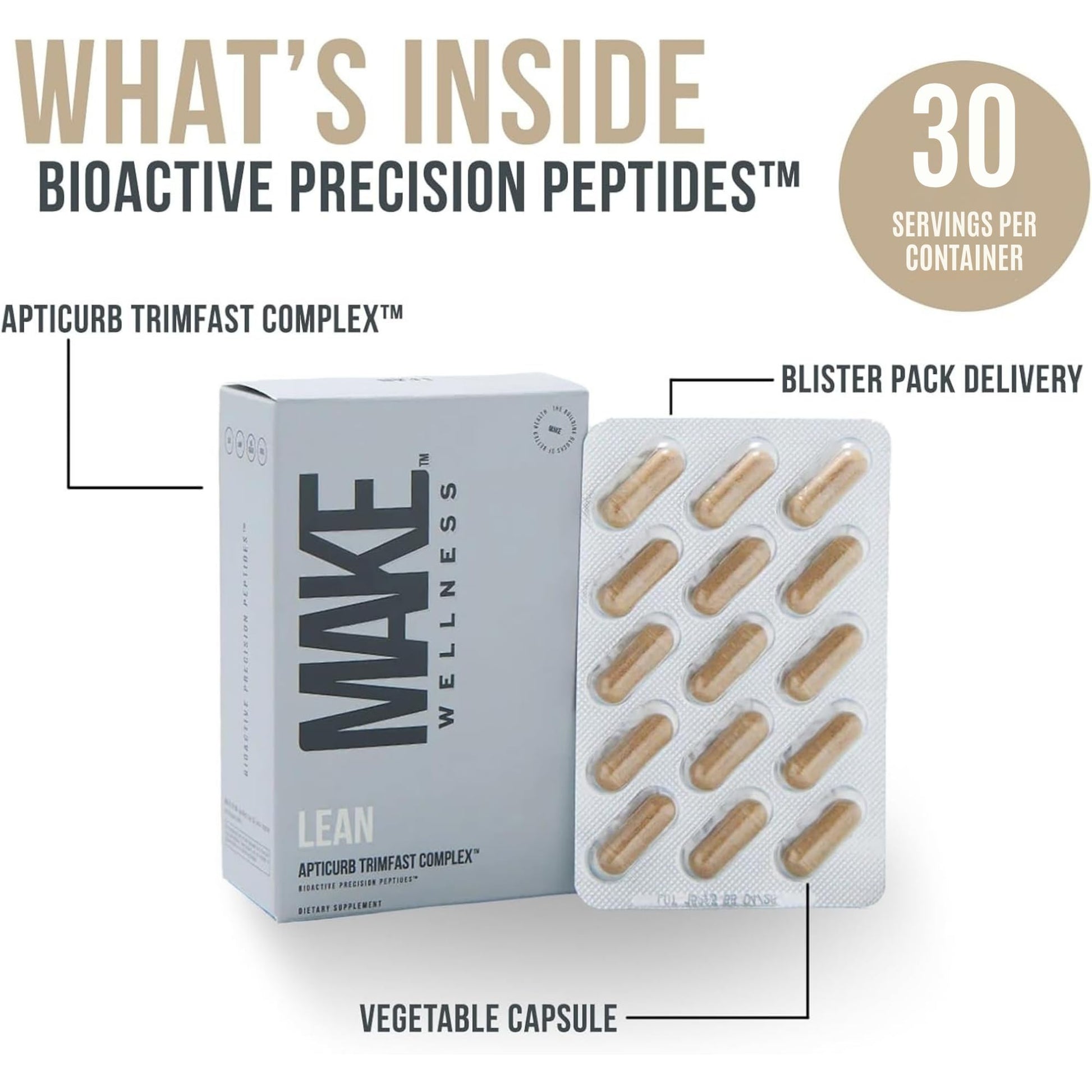 Make Wellness Lean Peptide Supplement | Supports Overall Wellness, Normal Muscle Health & Active Lifestyles | Bioactive Peptide Blend | Clean, Non-GMO Formula | 30 Servings for Daily Nutrition Make Wellness buy supplements canada