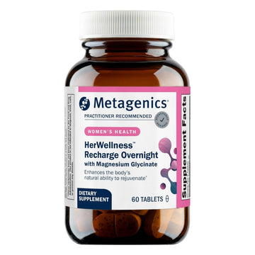 Metagenics HerWellness Recharge Overnight - Women's Sleep Support with Chelated Magnesium, Holy Basil, Zinc & Vitamin C - Supports Relaxation, Stress & Sleep - Non-GMO & Gluten-Free - 60 Tablets Metagenics buy supplements canada