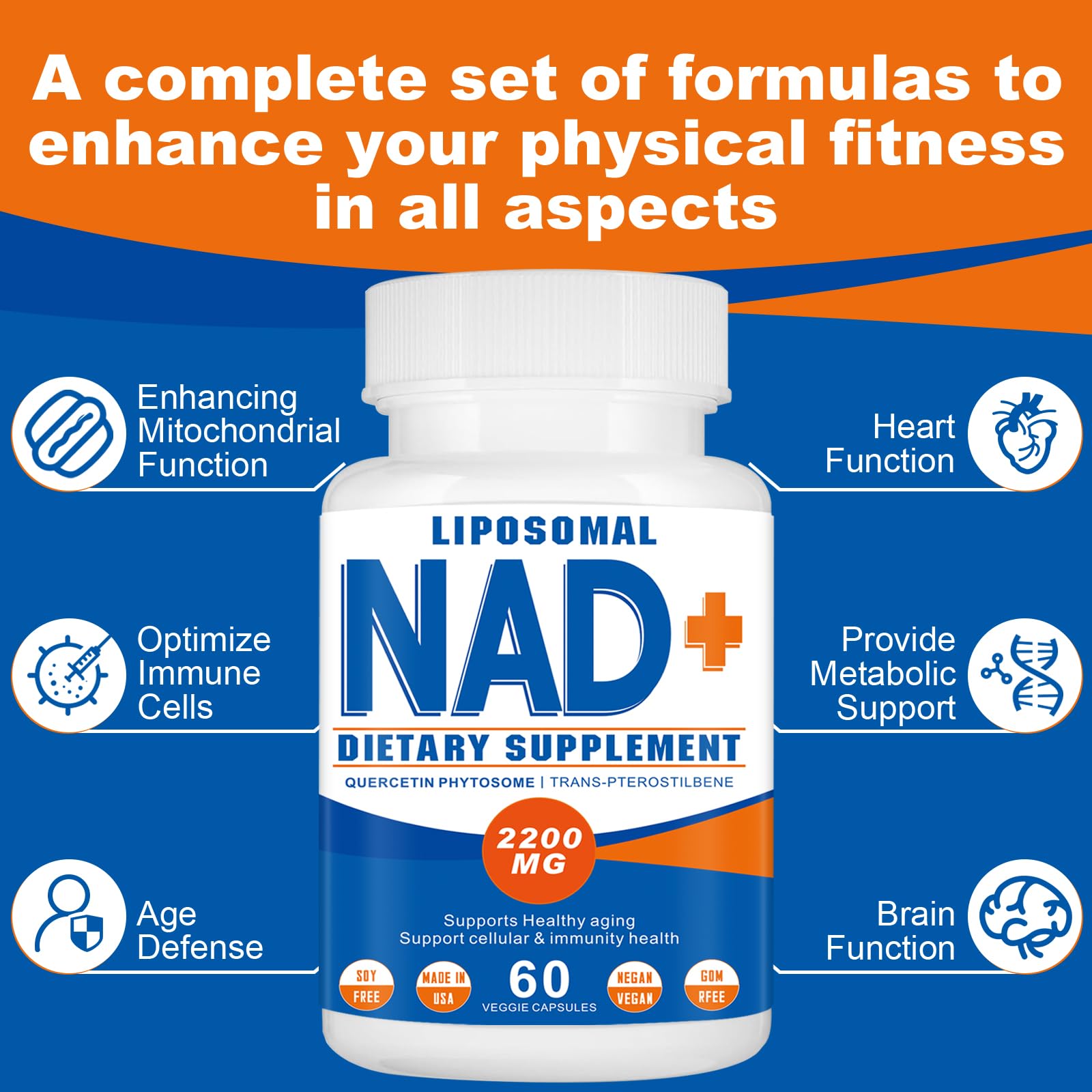 Spliferkou 2200mg Liposomal NAD+ Supplement - Enhances Cell Energy & Aging Defese, 60 Capsules Spliferkou buy supplements canada