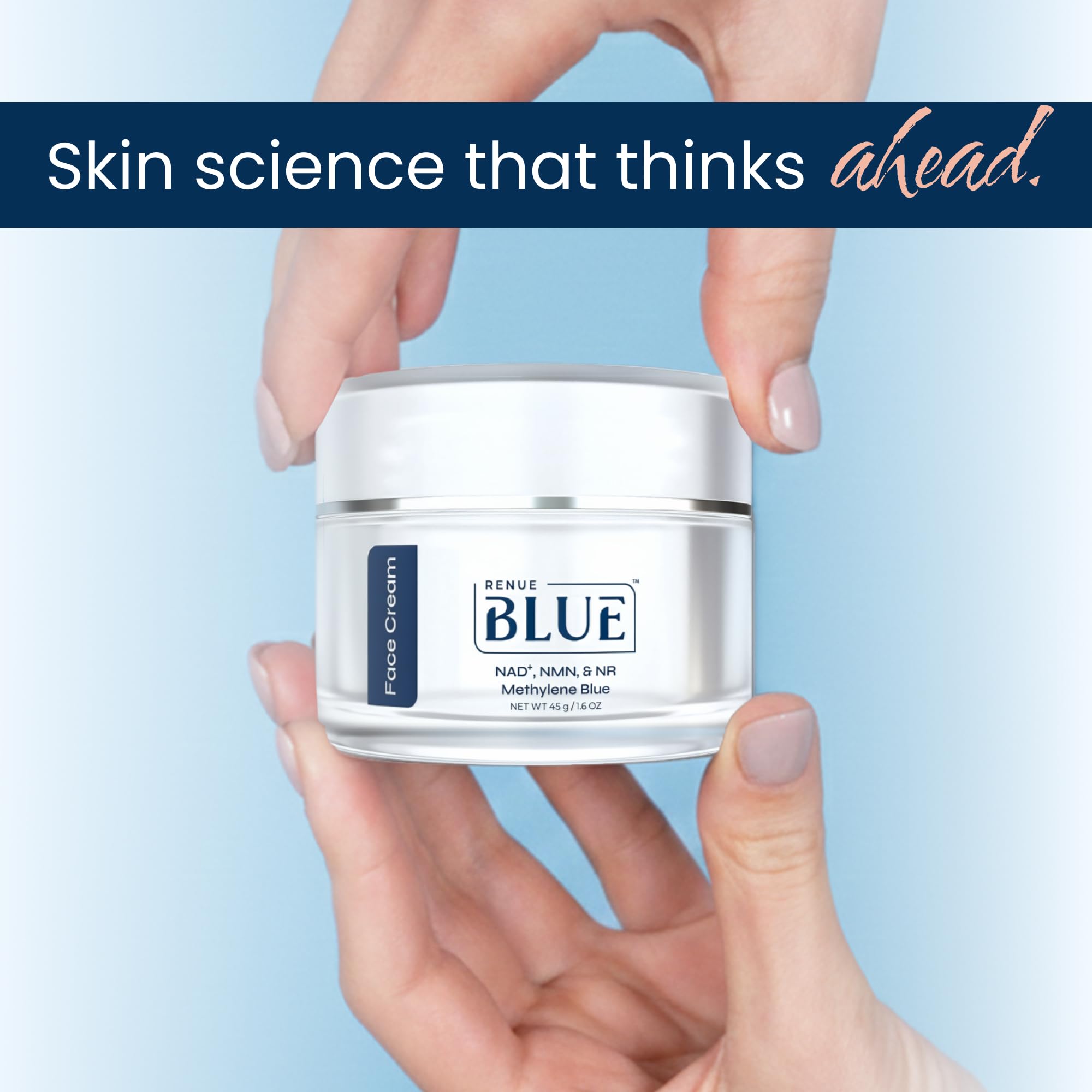 Renue Blue Methylene Blue Face Cream - Liposomal NAD+ Complex and Nutrients for Skin Rejuvenation, Deep Hydration, and Anti-Aging Support Renue By Science buy supplements canada