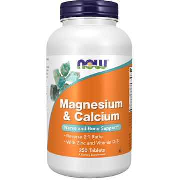 NOW Foods Supplements, Magnesium & Calcium, With Zinc and Vitamin D-3, Nerve and Bone Support*, 250 Tablets NOW Foods buy supplements canada