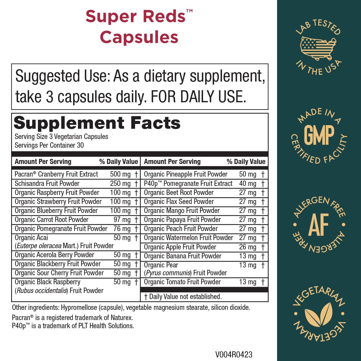 Purity Products Super Reds Capsules Formula (20+ Organic Super Fruits and Berries) Certified Organic Phytonutrients - 90 Capsules Purity Products buy supplements canada