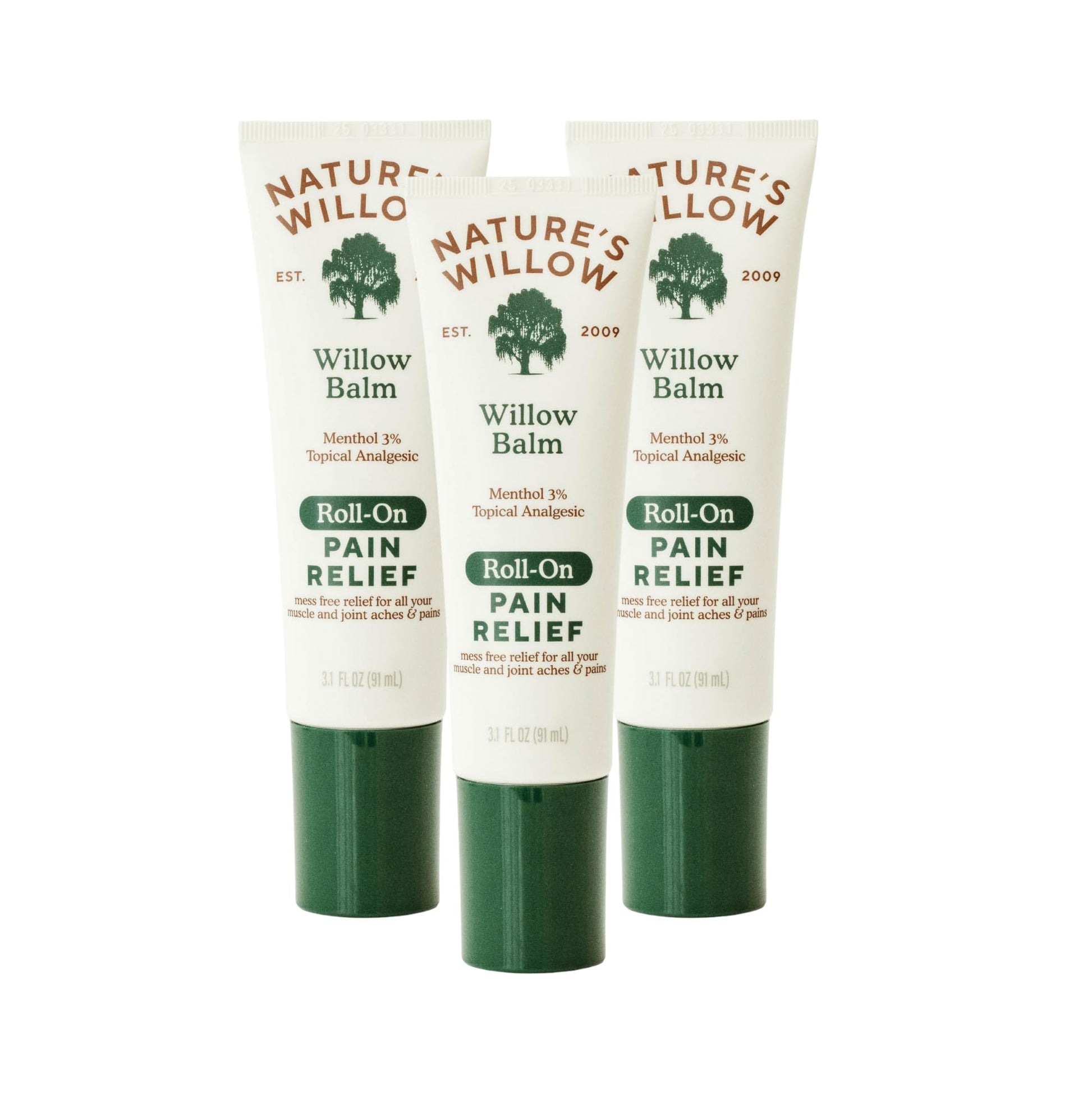 NEW Nature's Willow ROLL-ON Pain Relief | Fast-Acting, No-Mess Relief for Back, Neck, Knees & Joints | Willow Bark & Menthol | Clean, Fresh Scent | No Dyes or Artificial Fragrance | 3.1 fl oz | 3-Pack Nature's Willow buy supplements canada