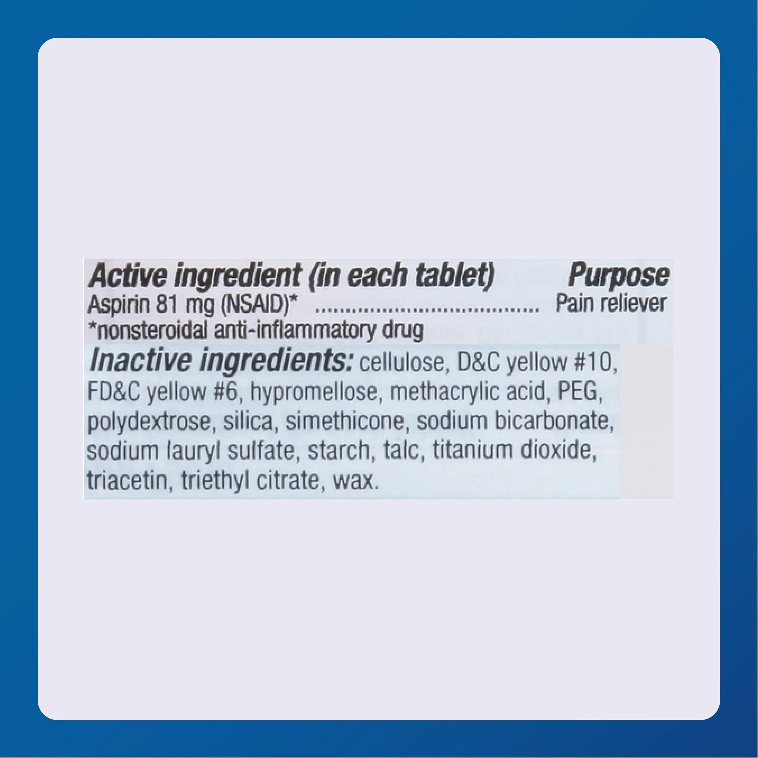 MAJOR Aspirin Low Dose 81 Mg - Pain Reliever (NSAID) - Enteric Coated - 250 Tablets MAJOR buy supplements canada