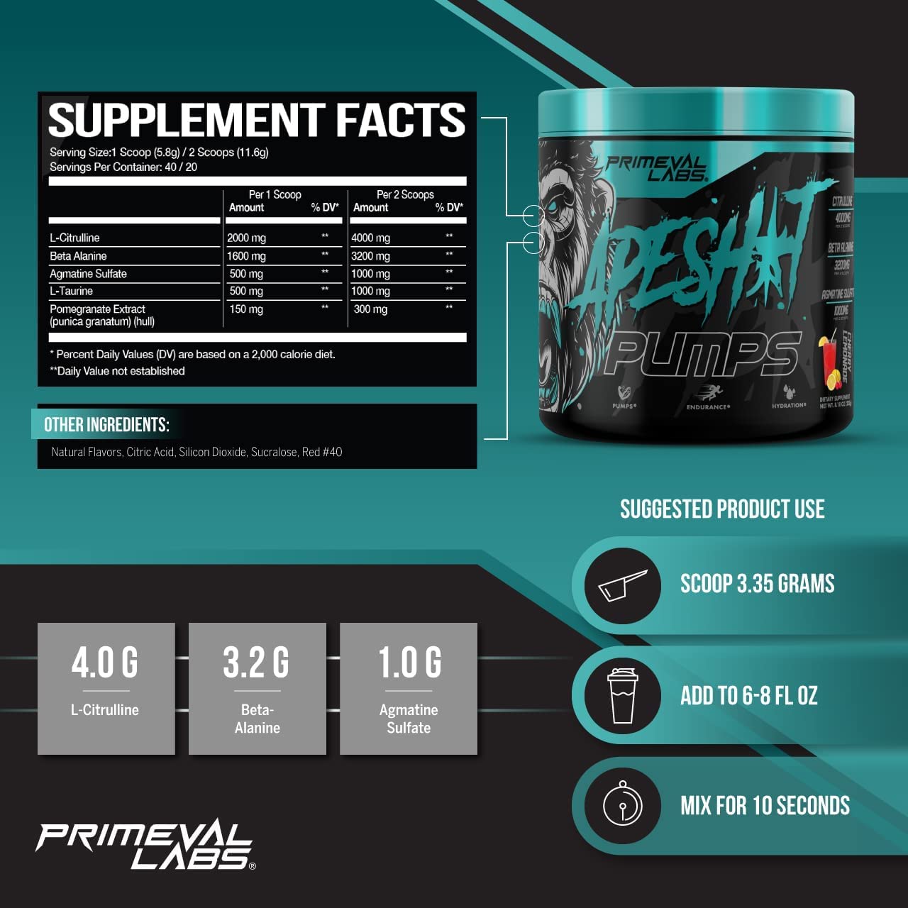 Primeval Labs Ape Pumps Natural Pre Workout Powder | Caffeine Free Preworkout Primeval Labs buy supplements canada