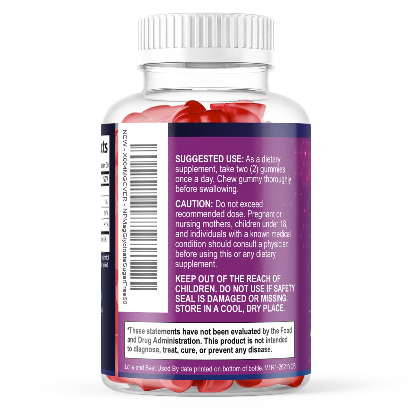 Magnesium Glycinate Gummies - Sugar Free - 100% Chelated Magnesium Gummy Supplement for Max Absorption - for Sleep Support & Heart, Muscle & Bone Health - Gentle on Stomach, Grape Flavor - 60 Gummies Nature's Peak buy supplements canada