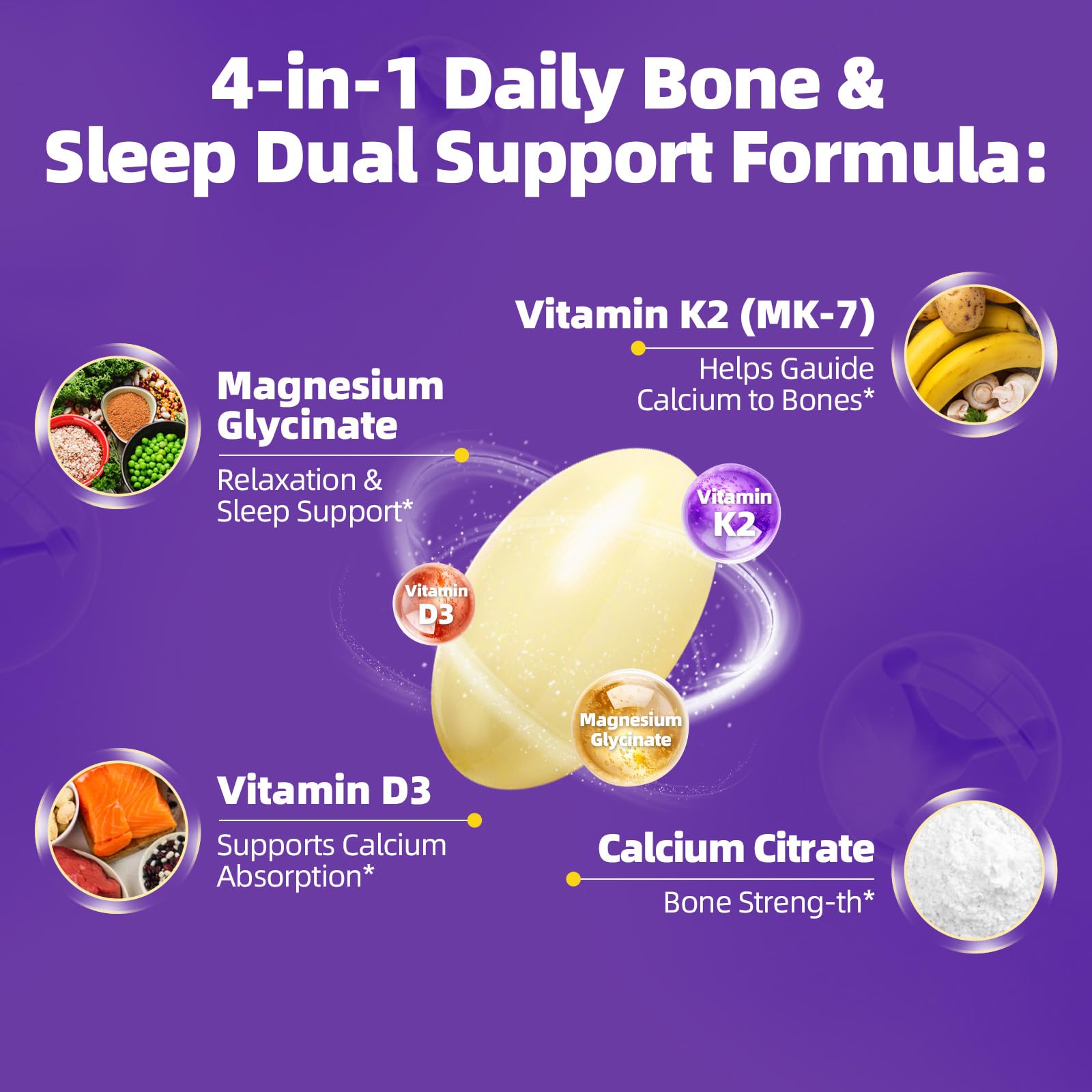 Magnesium Glycinate 400mg Softgels, Small Easy to Swallow High Absorption Magnesium Supplement, with Vitamin D3 & K2 for Sleep Relax Calm Muscle Bone* Health, 120 Gelcaps Alliwise buy supplements canada