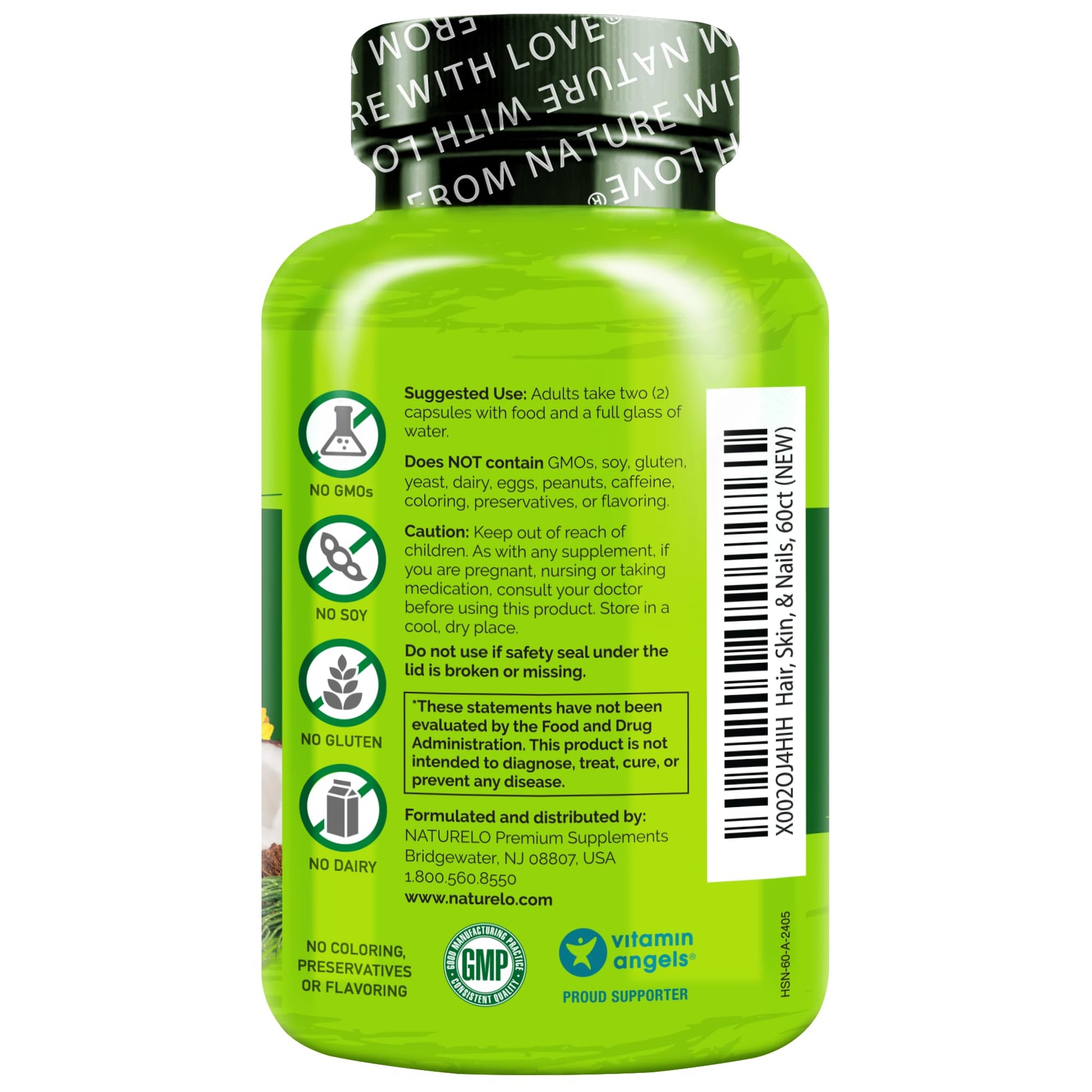 NATURELO Hair, Skin and Nails Vitamins - 5000 mcg Biotin, Collagen, Natural Vitamin E - Supplement for Healthy Skin NATURELO buy supplements canada