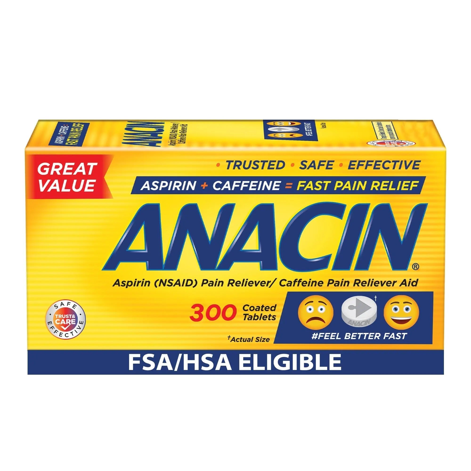 Anacin Aspirin & Caffeine Fast Pain Relief, Eases Minor Aches and Pains Due to Headache, Muscle Aches & Arthritis, 300 Count ANACIN buy supplements canada