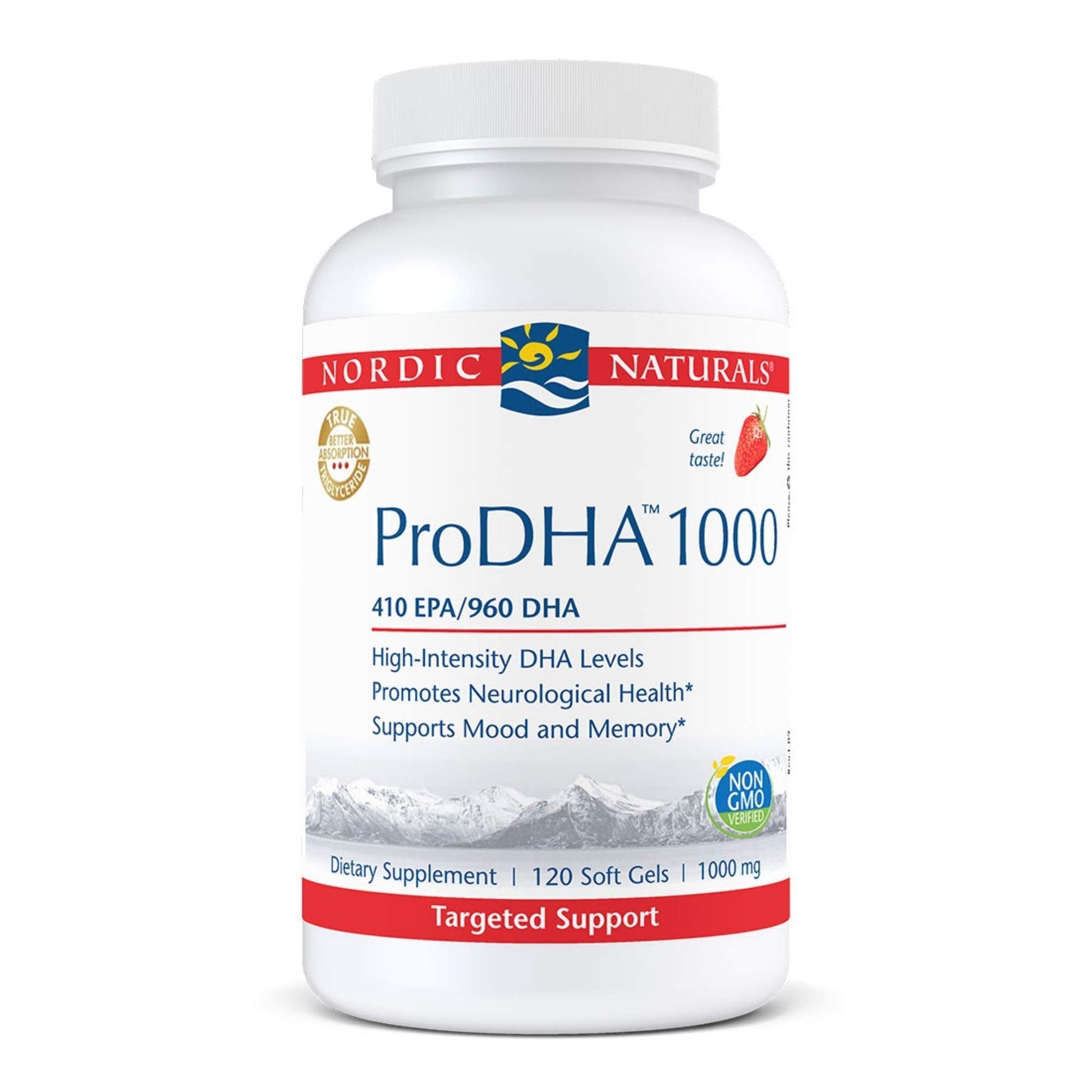 Nordic Naturals ProDHA 1000, Strawberry - 120 Soft Gels - 1660 mg Omega-3 - High-Intensity DHA Formula for Neurological Health, Mood & Memory - Non-GMO - 60 Servings Nordic Naturals buy supplements canada