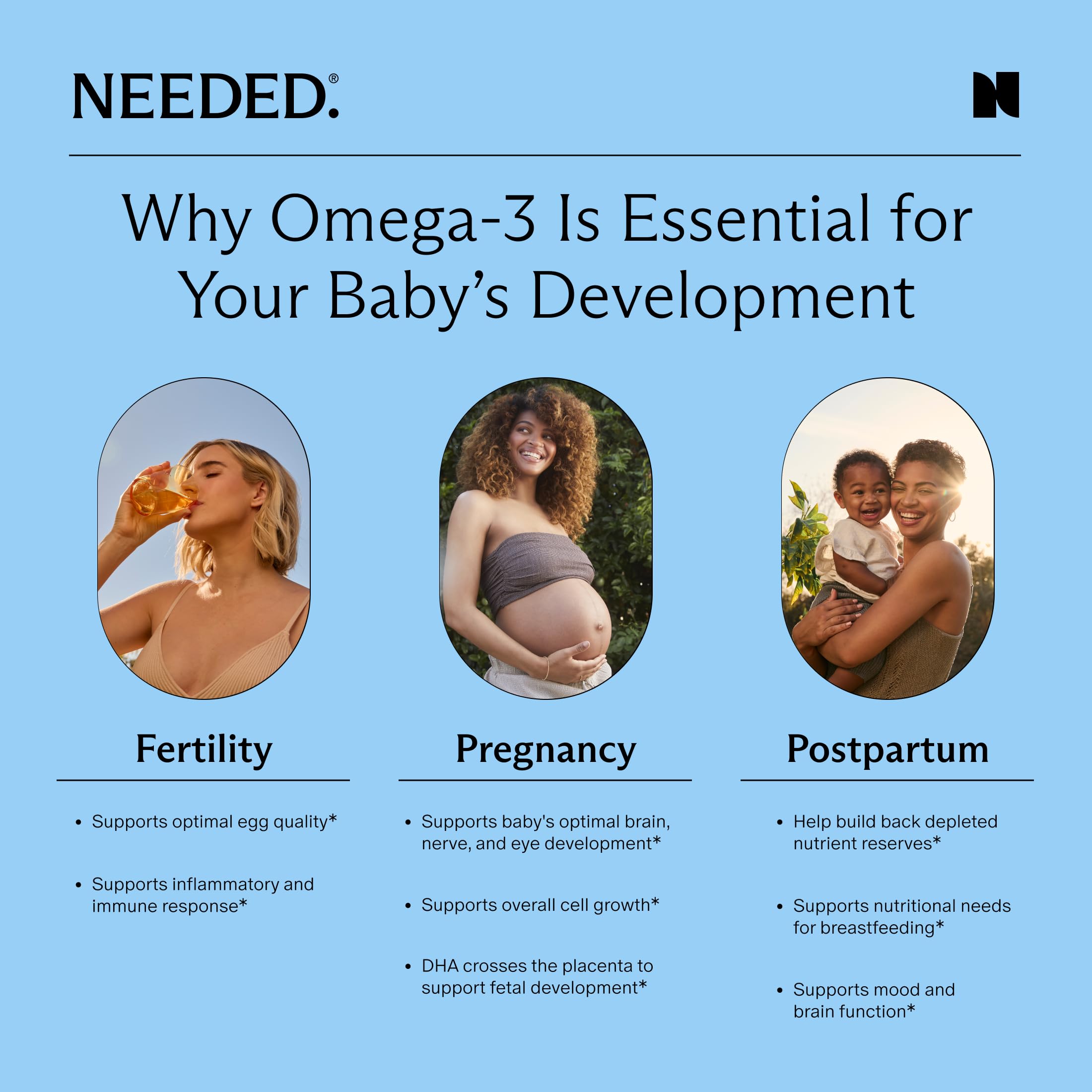 Needed. Prenatal Omega-3 - High Potency Dose of Sustainably Sourced Fish Oil, 1000mg DHA, 1000mg EPA, Encased in a Gelatin-Free, Plant-Based Softgel Shell Needed. buy supplements canada