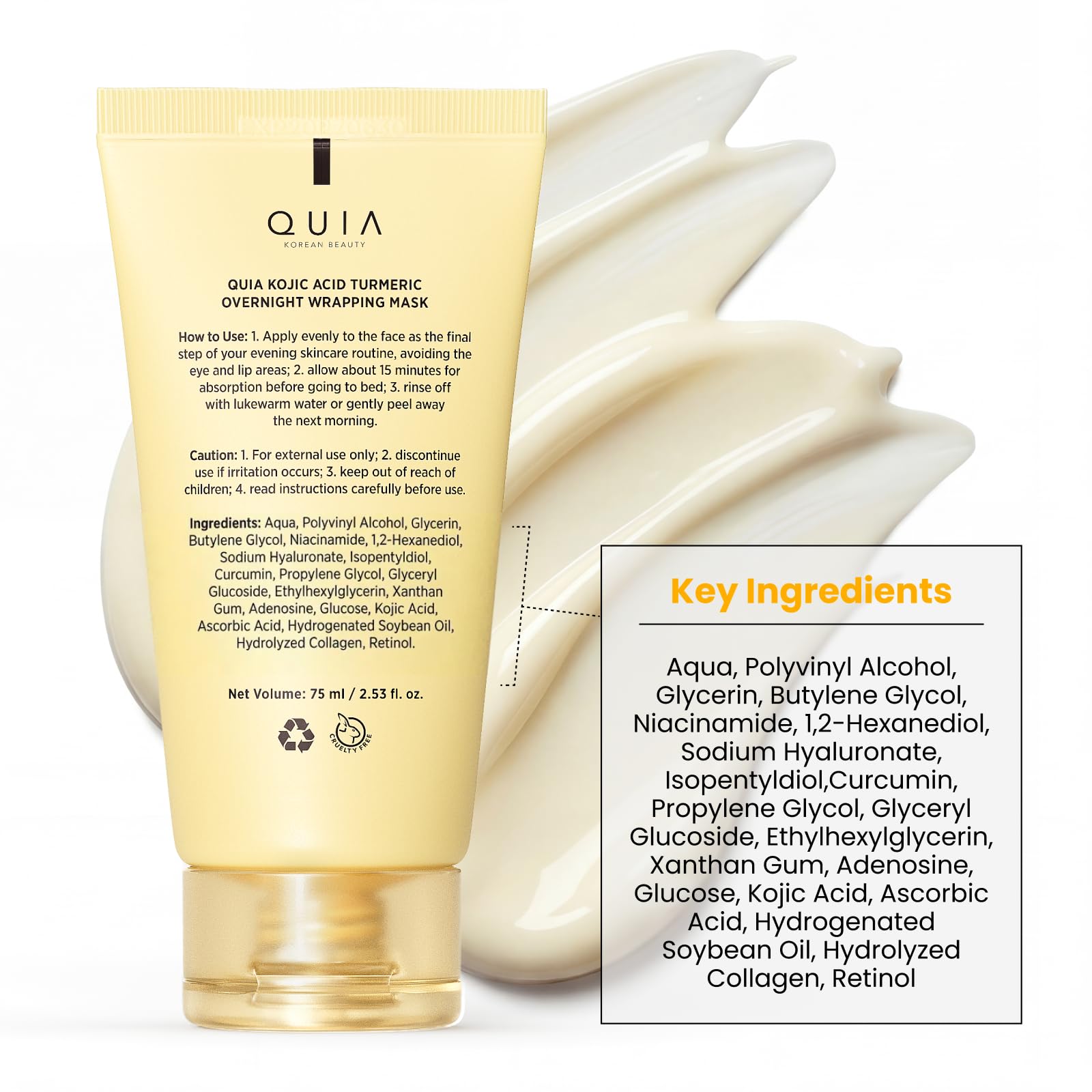 QUIA Turmeric + Kojic Acid Overnight Wrapping Mask – Hydration Mask for Glowing Skin QUIA Beauty buy supplements canada