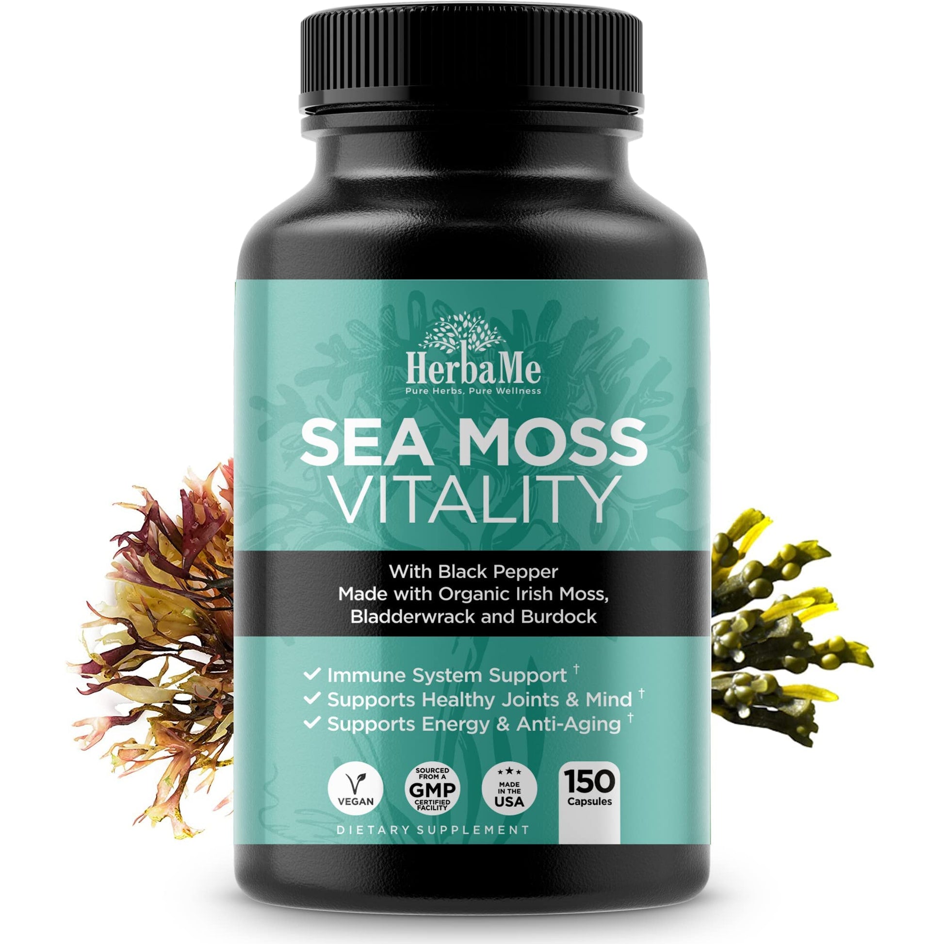 HerbaMe Organic Irish Sea Moss with Bladderwrack, Burdock Root & Black Pepper Extract HerbaMe buy supplements canada