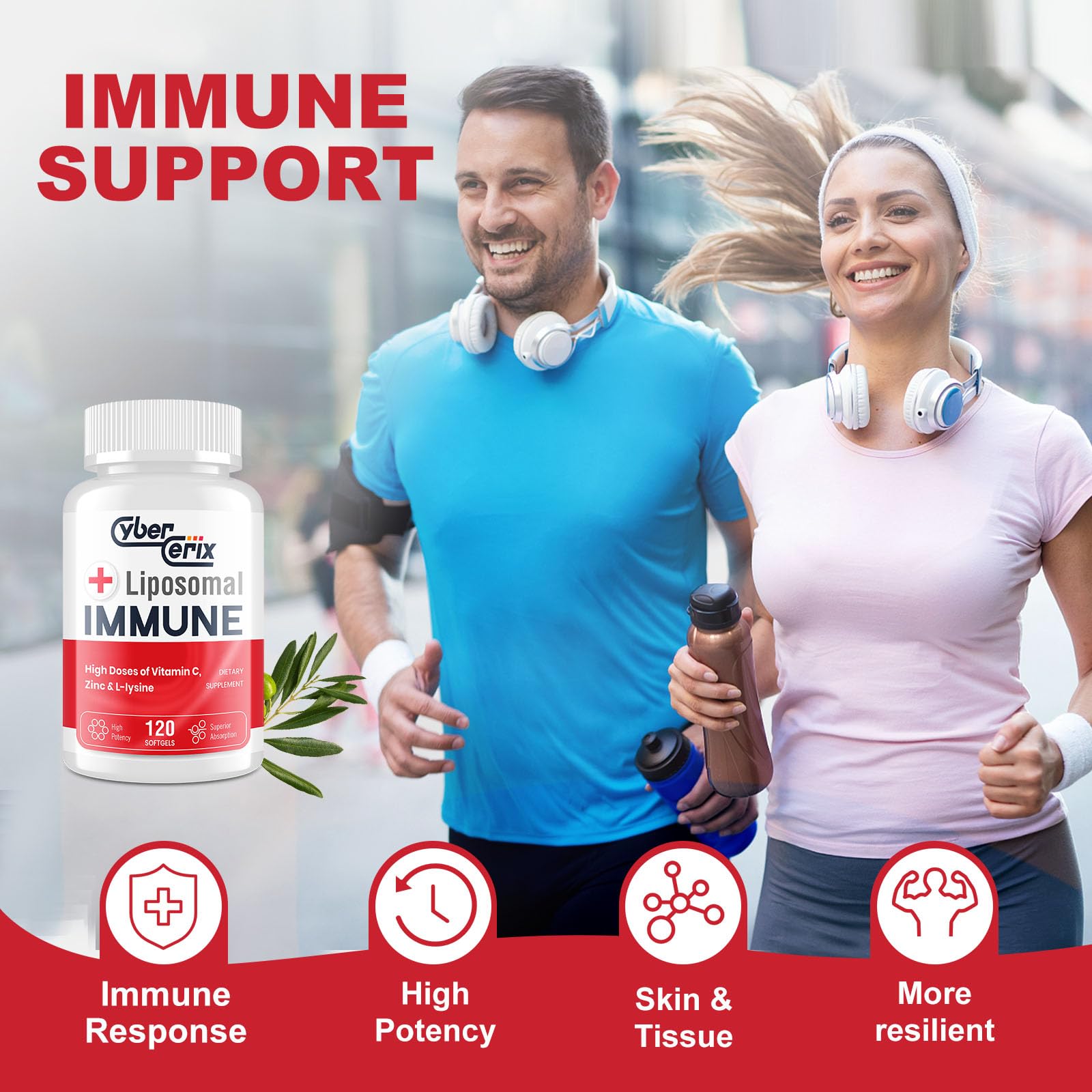 CyberCerix Advanced Liposomal Immune Supplement, Complex with L-Lysine 1,500mg, Vitamins, Minerals & Herbal Extracts, Comprehensive Daily Wellness Blend for Men & Women - 120 Capsules CyberCerix buy supplements canada