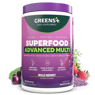 Greens+ Advanced Multi Wild Berry Superfood Powder, Organic Blend, Vegan, Non-GMO, Soy-Free, Dairy-Free, Gluten-Free, Dietary Supplement with Vitamins & Minerals, 9.4 oz Greens+ buy supplements canada