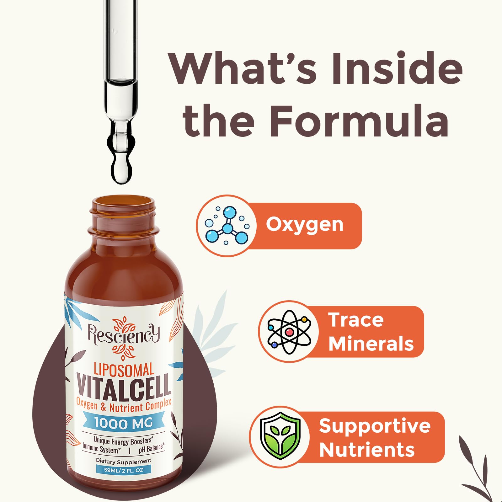 13-in-1 Liquid Oxygen Boost & Nutrient Supplement, Liposomal Optimized-Delivery Blend with Trace Minerals, Amino Acids, CoQ10, B Vitamins & Fulvic Acid, Daily Wellness Liquid Oxygen Drops, 2 fl oz Resciency buy supplements canada
