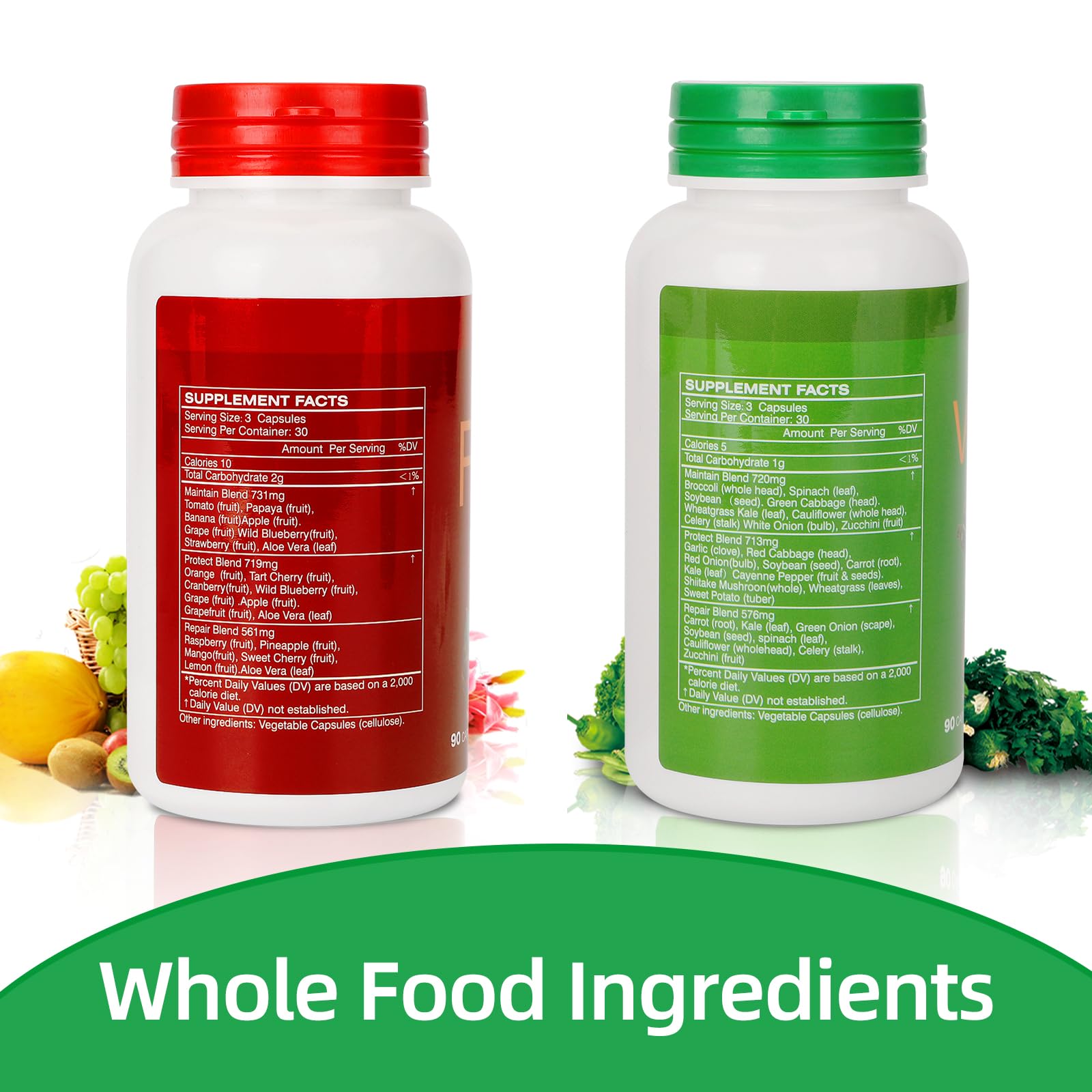 Fruit and Veggies Supplement Ingredients Natural – 4 Bottles 360 Total Vegetarian Capsules | Balance of Natural 16+18 Whole Fruits & Veggies Blend | Fresh Superfood Formula with Vitamins and Minerals JulyDeer buy supplements canada