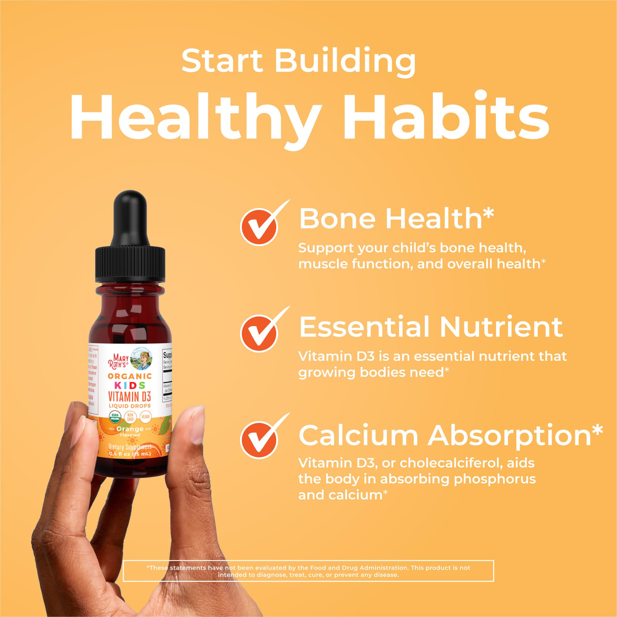 MaryRuth Organics USDA Organic Vitamin D3 Liquid Drops for Kids | 640 IU Vitamin D3 Per Serving | Kids Immune Support & Bone Health Supplement | Formulated for Ages 4-13 | 0.5oz | 30 Servings MARYRUTH'S buy supplements canada