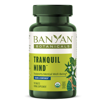 Banyan Botanicals Organic Tranquil Mind – Nervous System Support & Physical Relaxation Supplement – with Skullcap, Passionflower & Gotu Kola – Non-Drowsy Systemic Grounding – 90 Tablets – USDA Organic Banyan Botanicals buy supplements canada