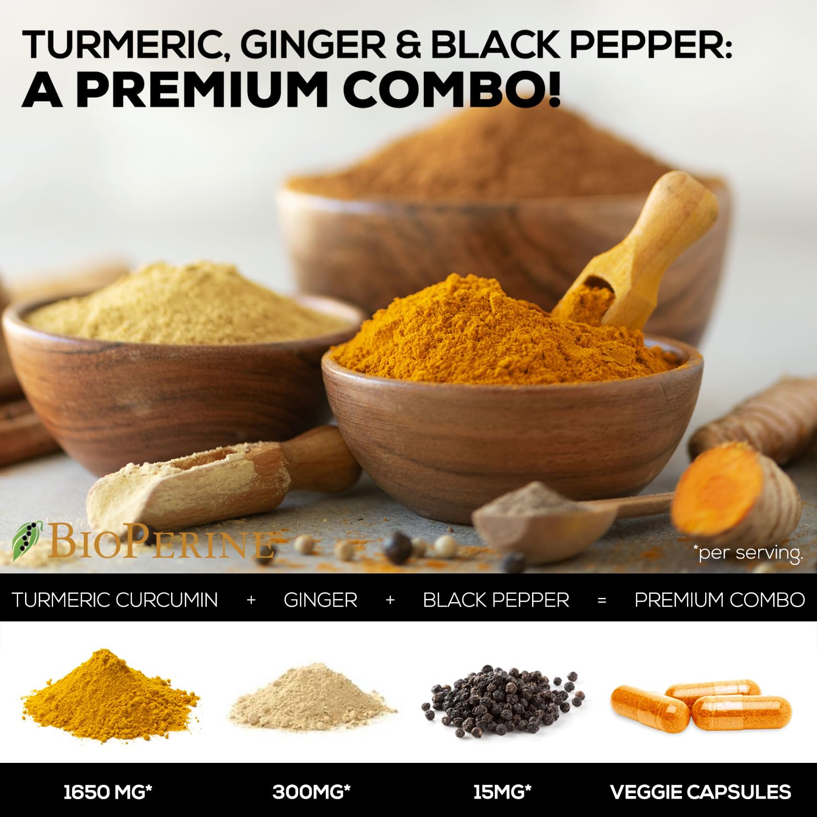 Turmeric Curcumin with BioPerine & Ginger 95% Standardized Curcuminoids Nature's Nutrition buy supplements canada