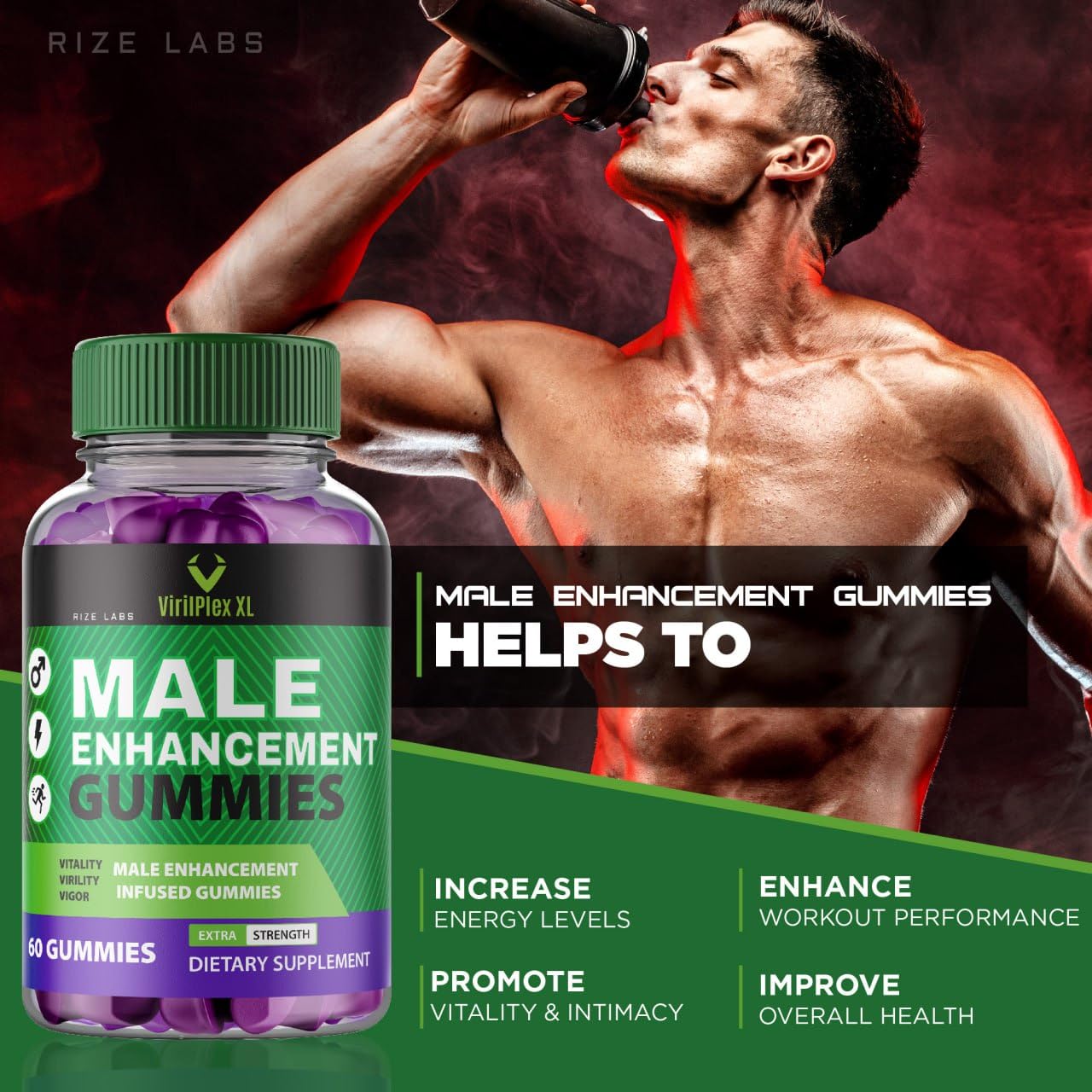 rize labs VirilPlex XL Male Performance Gummies, Premium Formula for Health and Well-Being for Men, Gummys to Deliver Maximum Performance Benefits - Pack of 3(180 Gummies) rize labs buy supplements canada