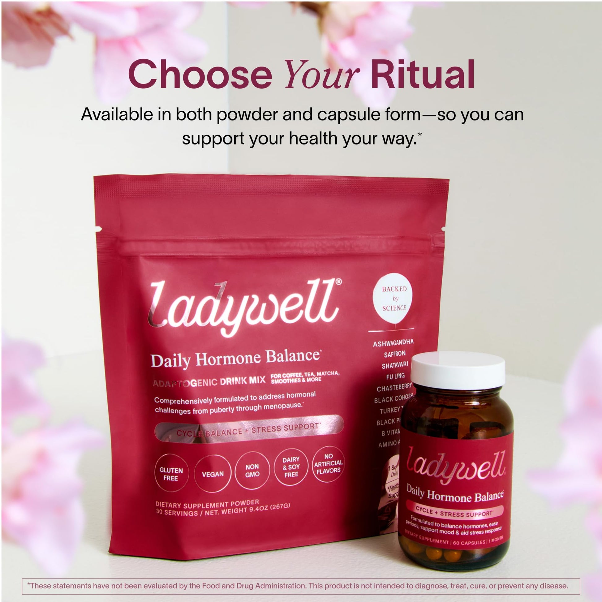 Ladywell Daily Hormone Balance Powder | Natural Cycle Support for Women | Supports Mood, Bloating, Cramps, Skin Health & Cravings with Chasteberry, B Vitamins, Ashwagandha, Saffron + | 30 Servings Ladywell buy supplements canada