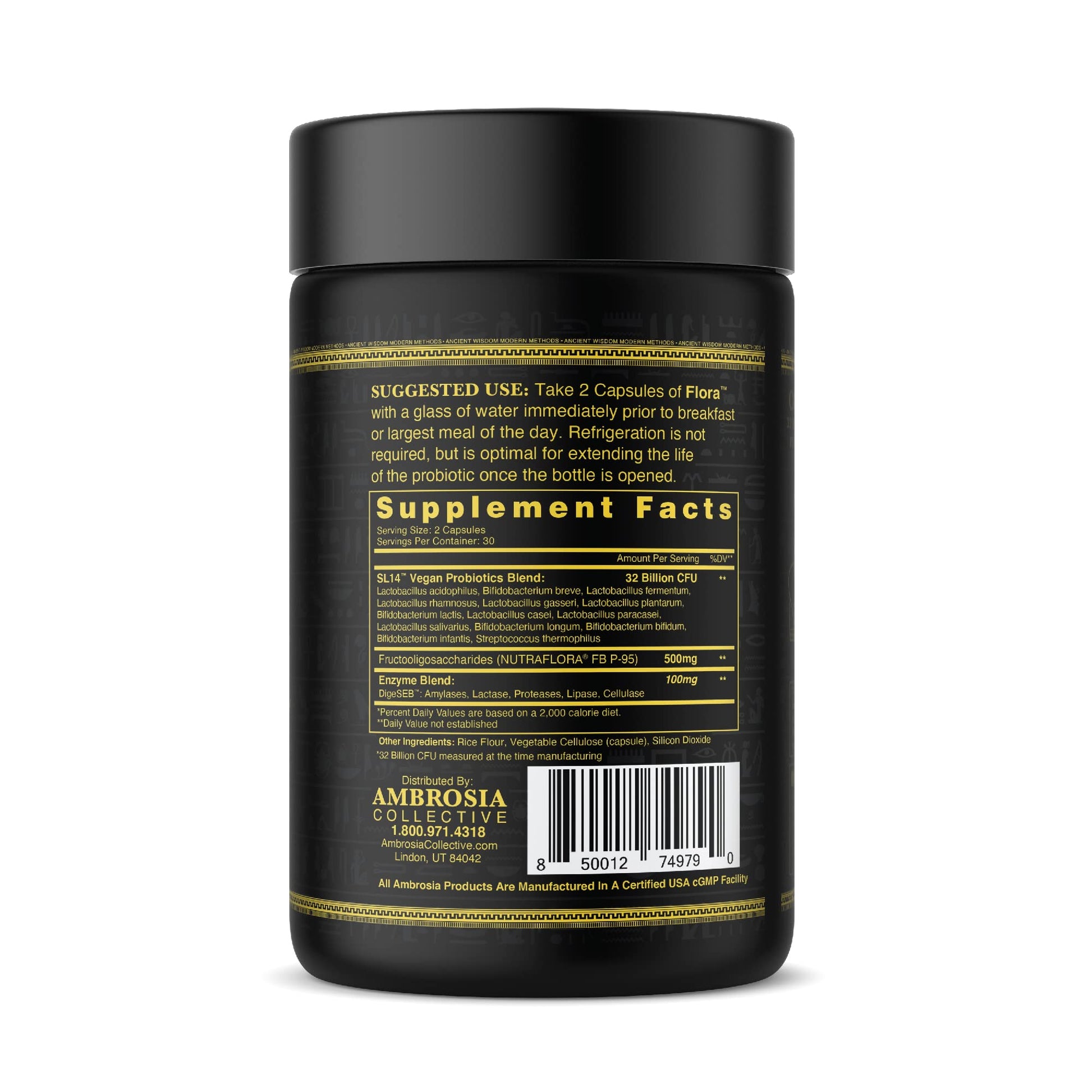Ambrosia Flora Digestive Enzymes with Probiotics & Prebiotics | 32 Billion CFU Gut Health Supplement | Plant Based, Vegan Probiotic | 60 Veggie Capsules (30 Servings) Ambrosia buy supplements canada