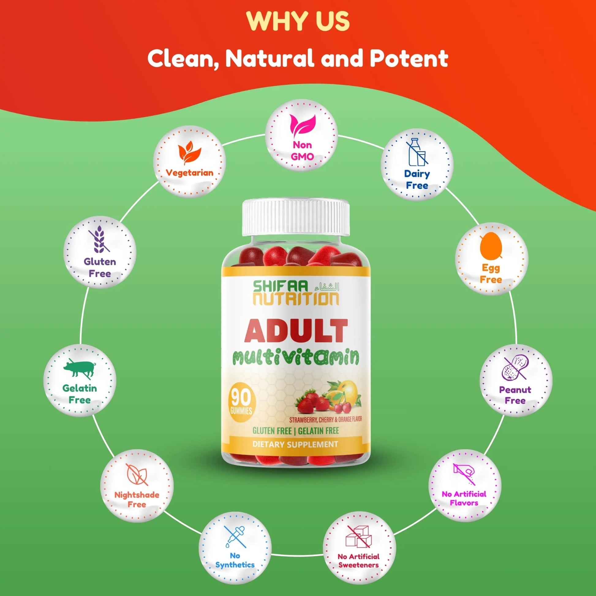 Halal Multivitamin Gummies for Women & Men | Immune & Overall Wellness | 90 Delicious Gummy Vitamins (45-Day Supply) SHIFAA NUTRITION buy supplements canada