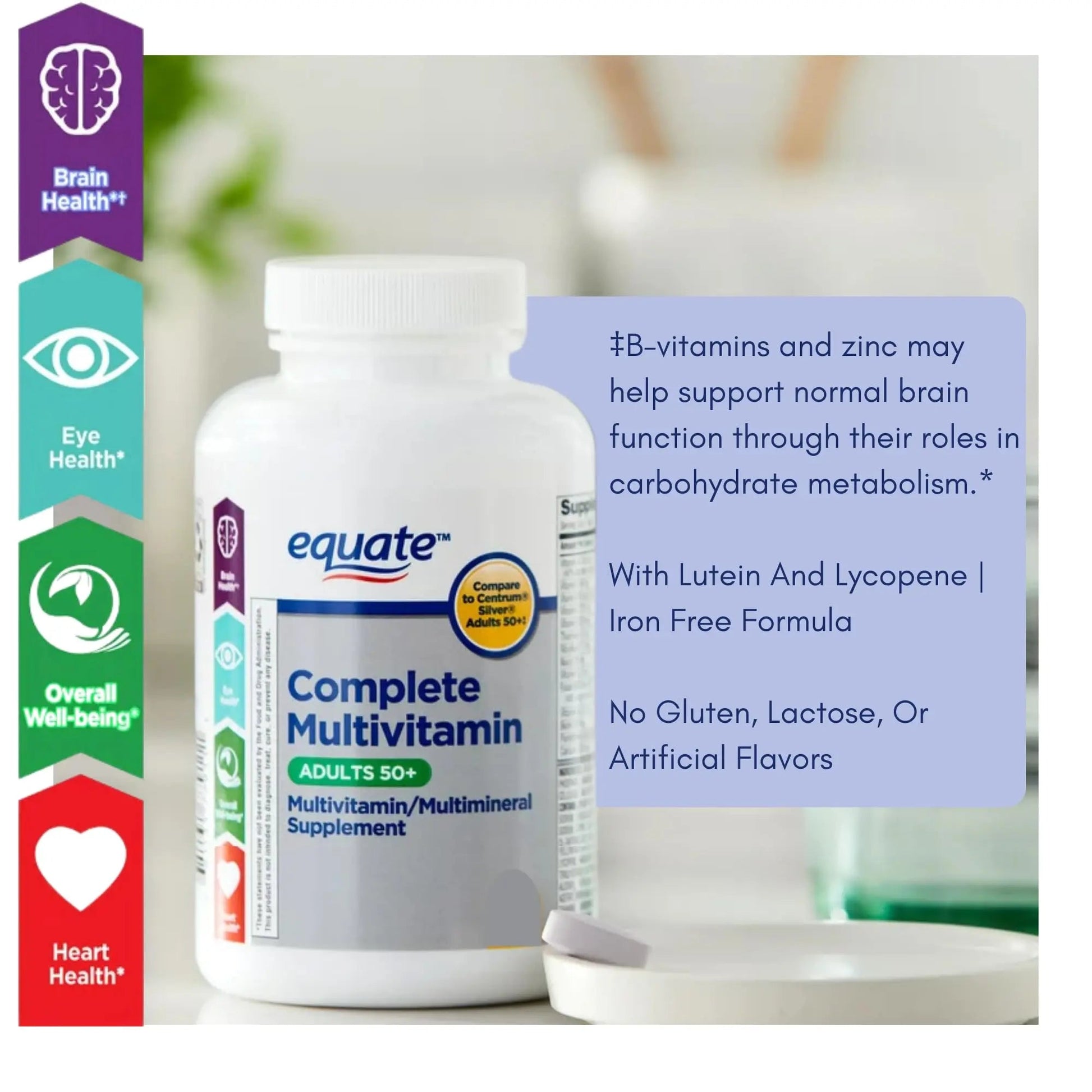 Equate Adult 50+ One Daily Complete Multivitamin Multimineral Supplement Tablets, Healthy Brain Aus Healthcare buy supplements canada