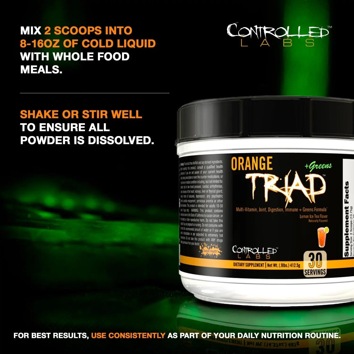 CONTROLLED LABS Orange Triad Plus Greens for Men and Women, 30 Servings Iron Free Sports Supplement for Overall Health CONTROLLED LABS buy supplements canada