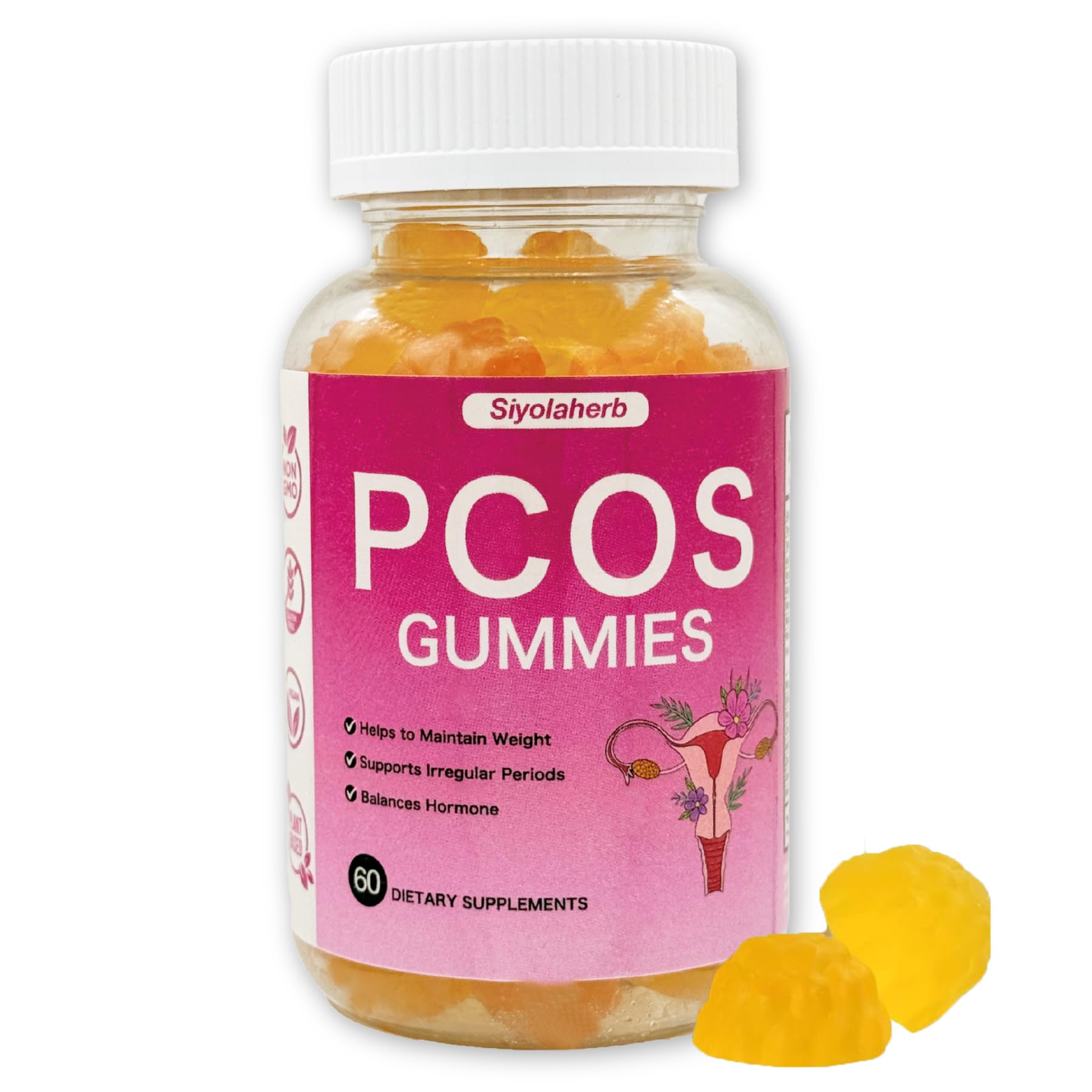 PCOS Vitamins Gummies for Women Hormone Balance & PCOS Relief & Fertility Support, 60 Ovarian Support Vitamins with Inositol for Healthy Menstrual Cycle, Inositol Gummies for Hirsutism and Acne Siyolaherb buy supplements canada