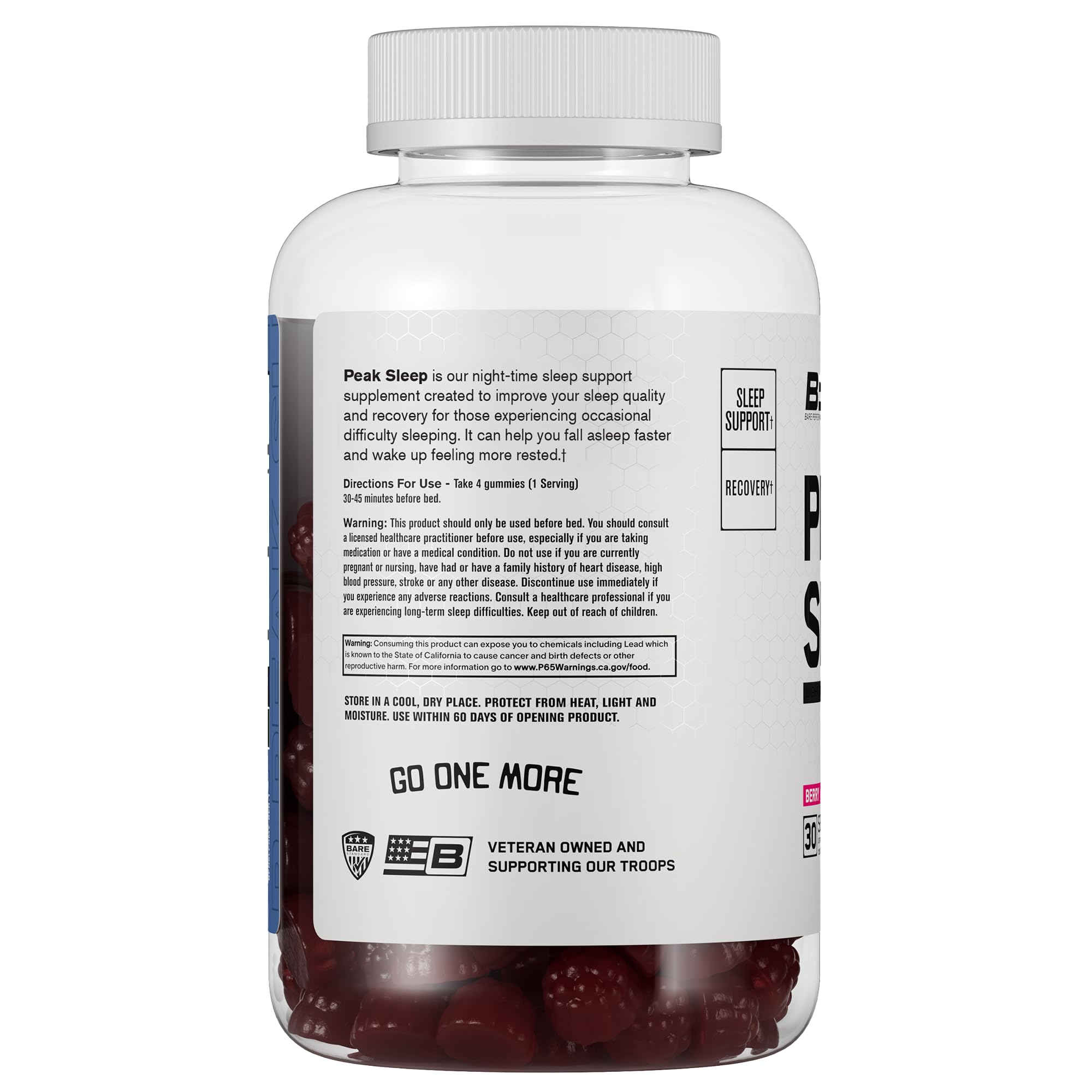 BARE PERFORMANCE NUTRITION, BPN Peak Sleep Gummy, Sleep Aid & Recovery Support Supplement, 30 Servings, Berry BARE PERFORMANCE NUTRITION buy supplements canada