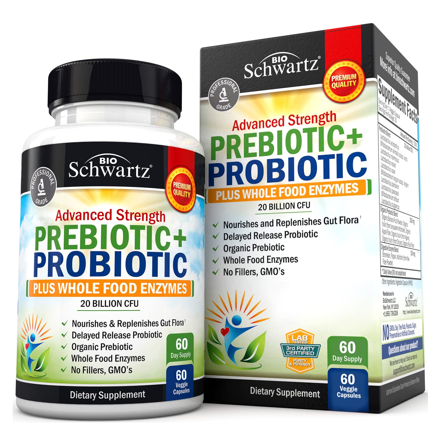 Prebiotics and Probiotic with Whole Food Enzymes for Adults Women & Men BioSchwartz buy supplements canada
