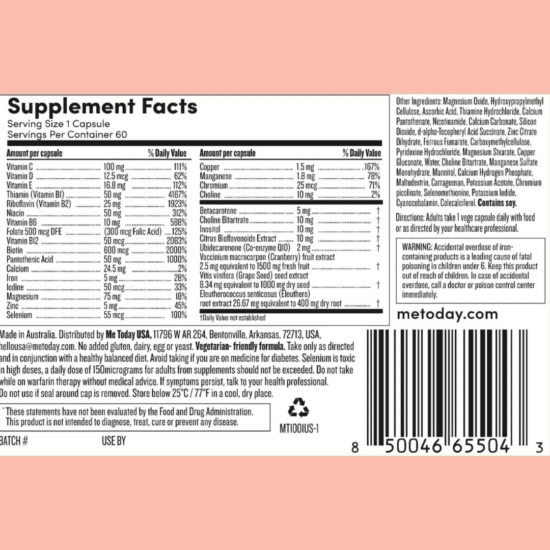 me today Daily Multivitamin for Women – Womens Multivitamin & Multimineral Supplement with 27 Vitamin A, D, C, Zinc, Magnesium me today buy supplements canada