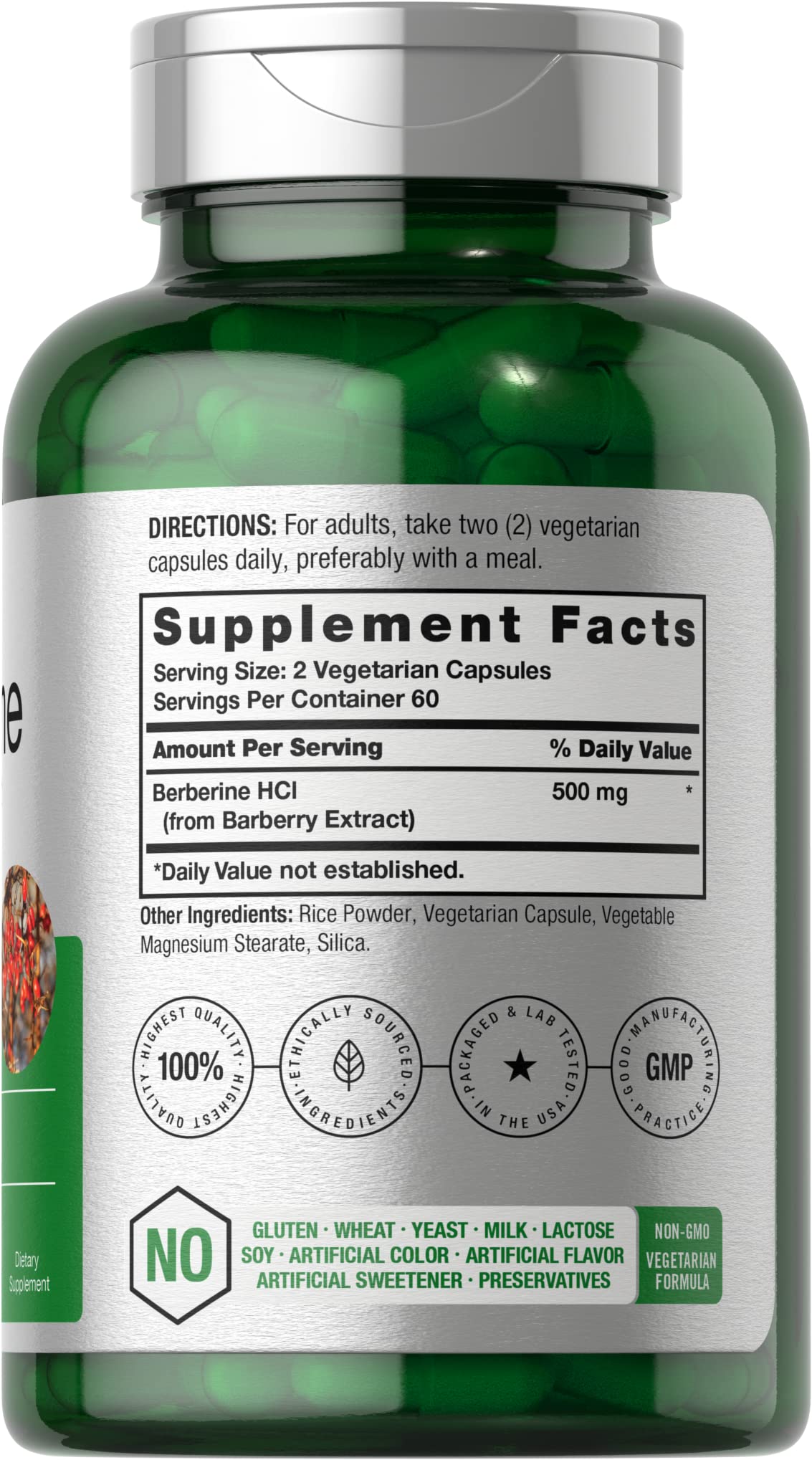 Berberine Supplement | 120 Capsules | Berberine HCl from Barberry Extract | Non-GMO Horbäach buy supplements canada