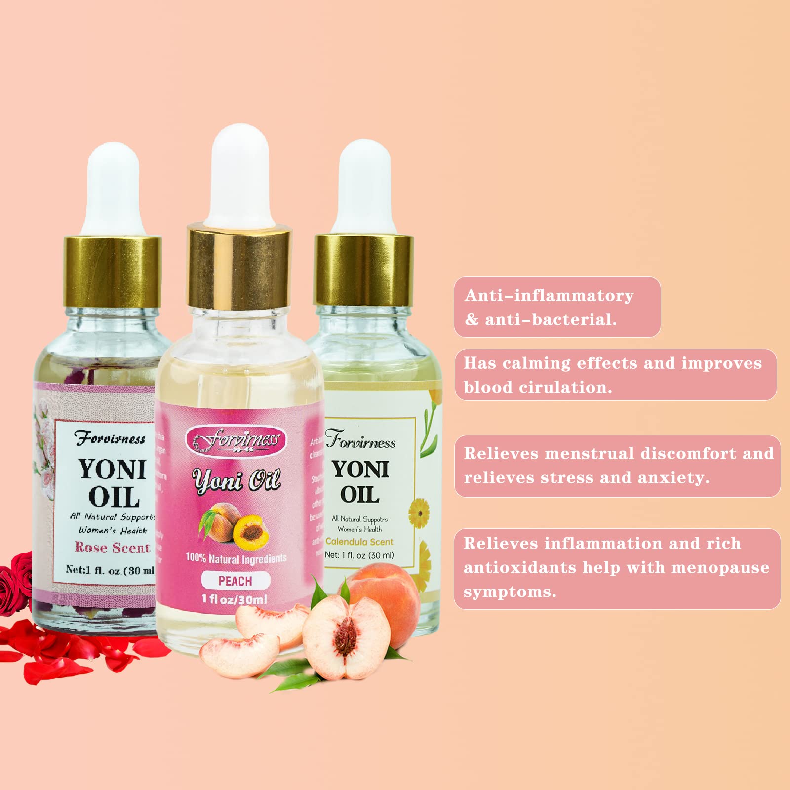 3 Packs Natural Yoni Oil Feminine Wash Ph Balanced for Women, Eliminates Vaginal Odor forvirness buy supplements canada