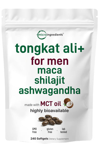Tongkat Ali+ for Men with Maca, Shilajit, & Ashwagandha | 240 Softgels with MCT Oil for Better Absorption | Max Strength Eurycoma Longifolia Extract (Longjack) | Non-GMO, Gluten Free Micro Ingredients buy supplements canada