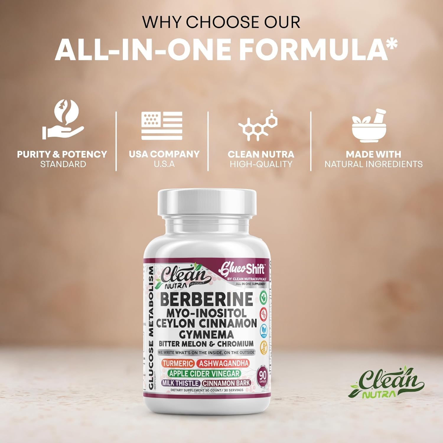 Clean Nutra Berberine Supplement Myo-Inositol Ceylon Cinnamon Gymnema Bitter Melon Chromium Complex for Digestion, Antioxidant Support & Wellness 90 Vegan Capsules Non-GMO Clean Nutraceuticals buy supplements canada