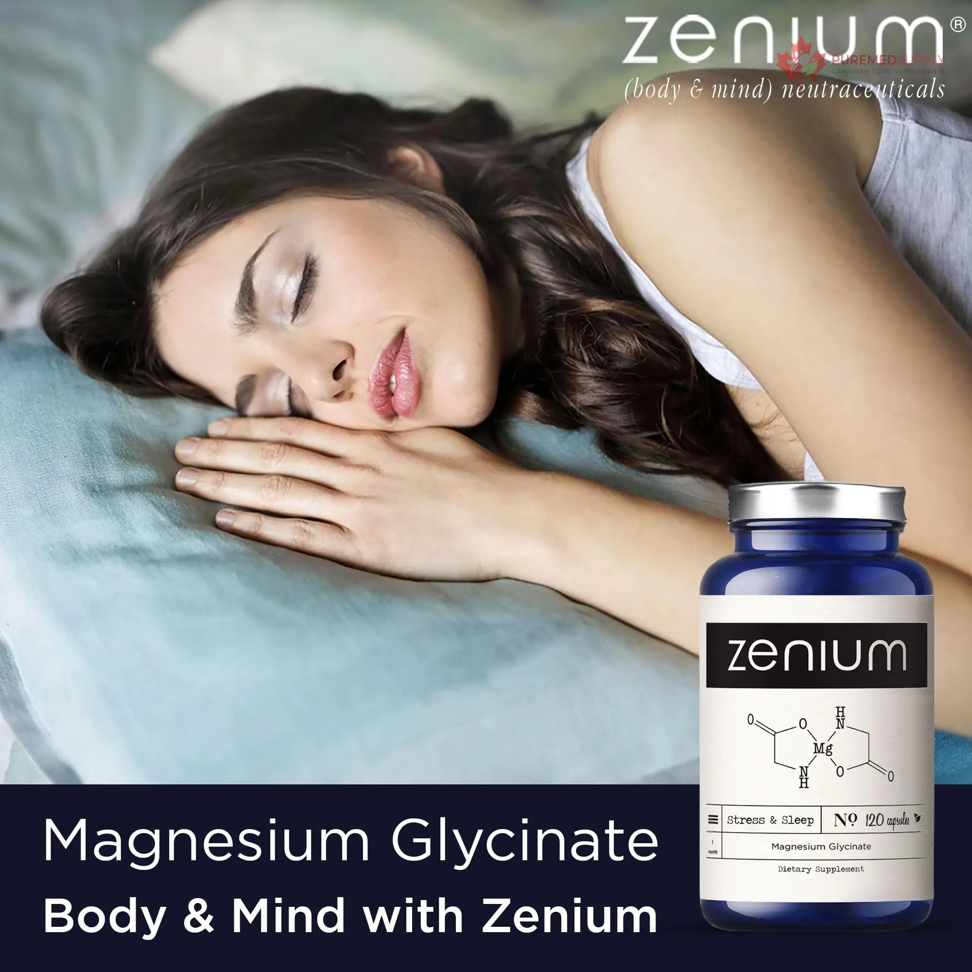 Zenium - Magnesium Glycinate for Sleep, Chelated, 600mg per Serving, 120 Capsules | High Absorption | Relieve Tension, Worry, Nervousness | Calm The Mind & Body | Ayurvedic | Natural Relief Supplement Zenium buy supplements canada